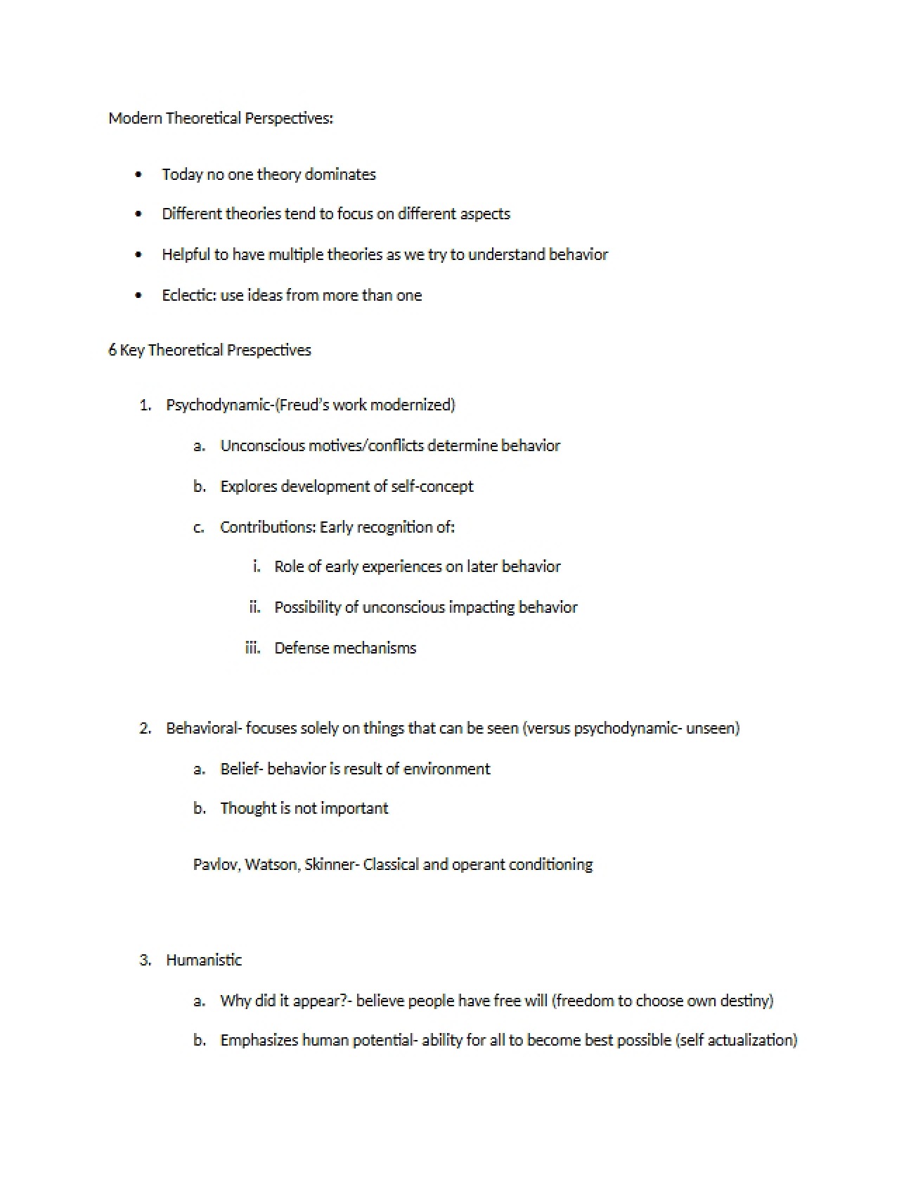 Theoretical Perspectives Modern - General Psychology