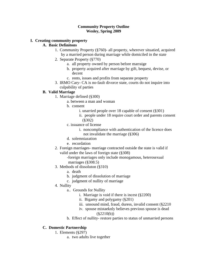 Wesely SP09 Community Property Outline