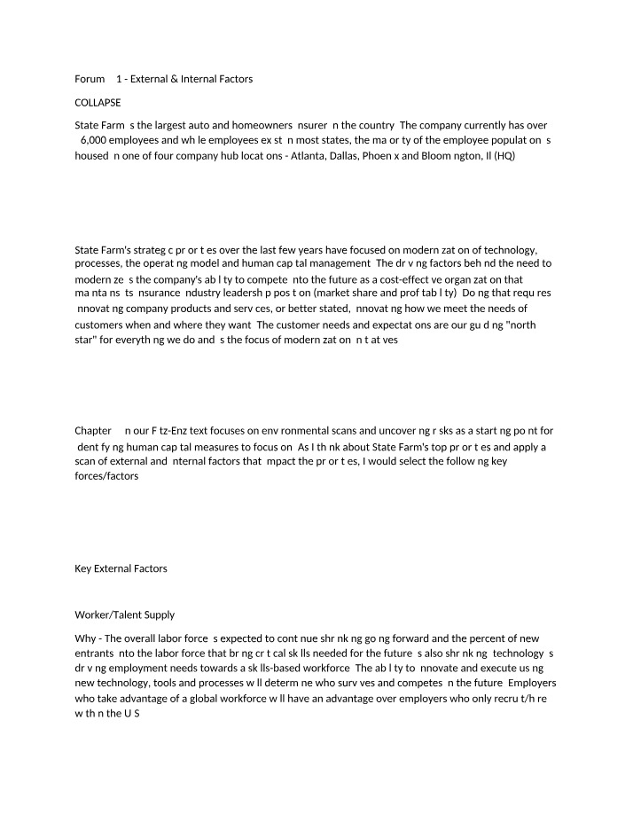 Internal and External Factors Driving State Farm