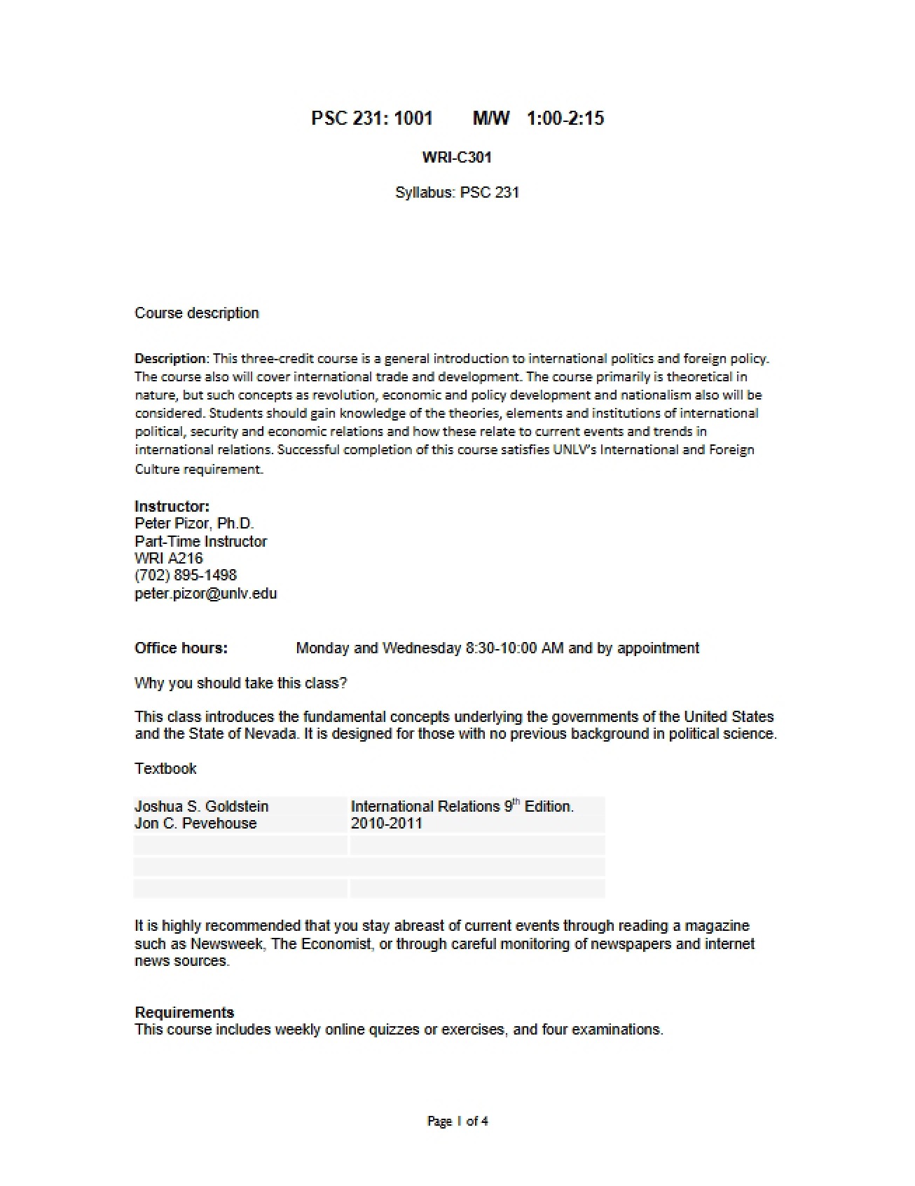 International Relations Syllabus