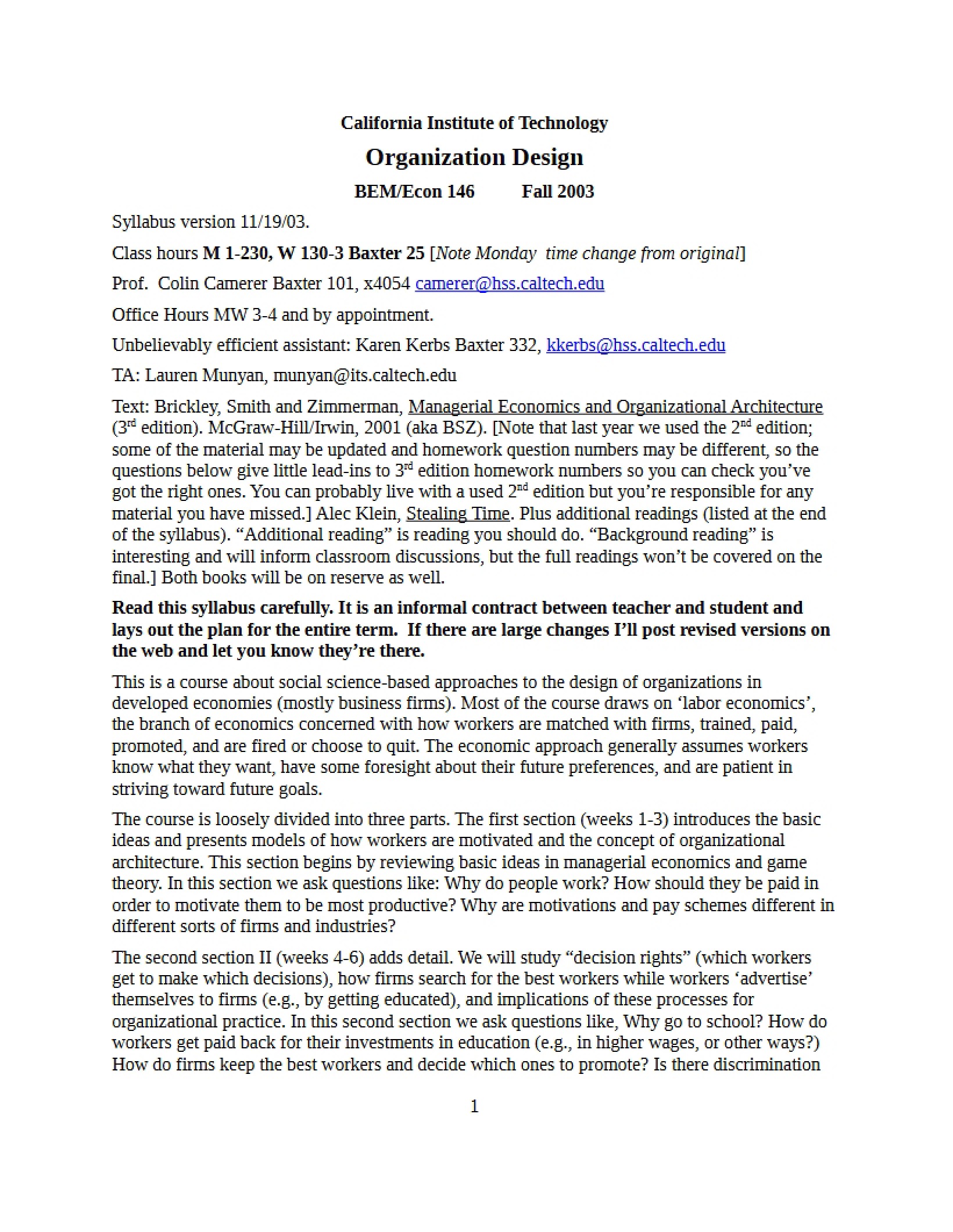 Course Syllabus BEM 146