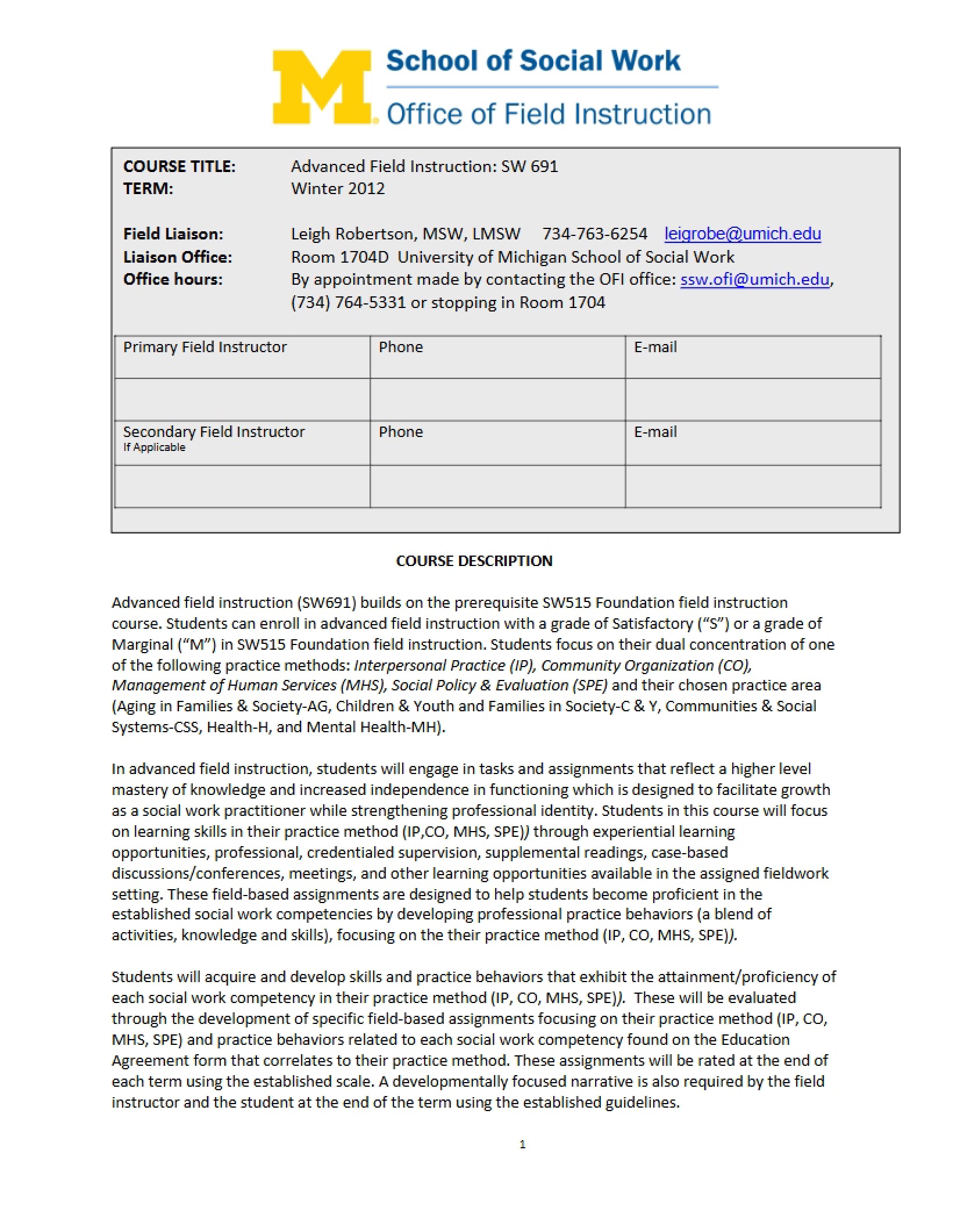 Course Syllabus