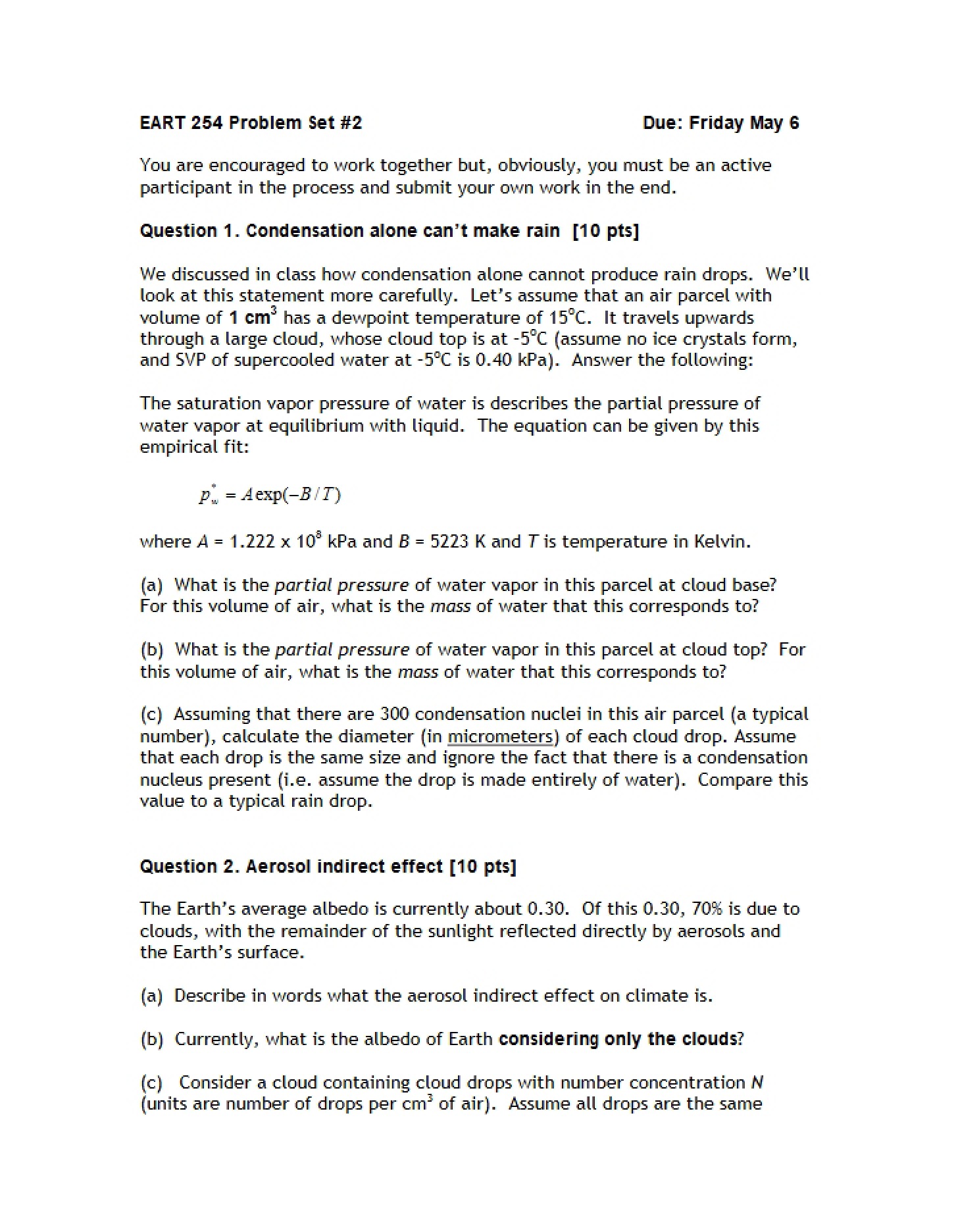 Problem Set 2 (EART 254)