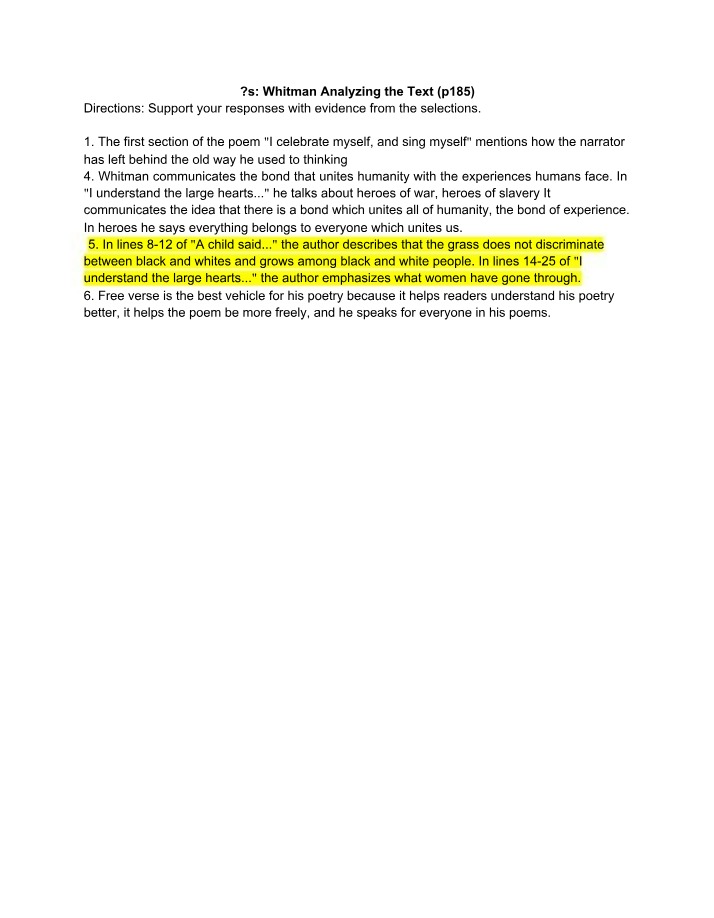 Whitman's Powerful Bond of Humanity - Analyzing Themes