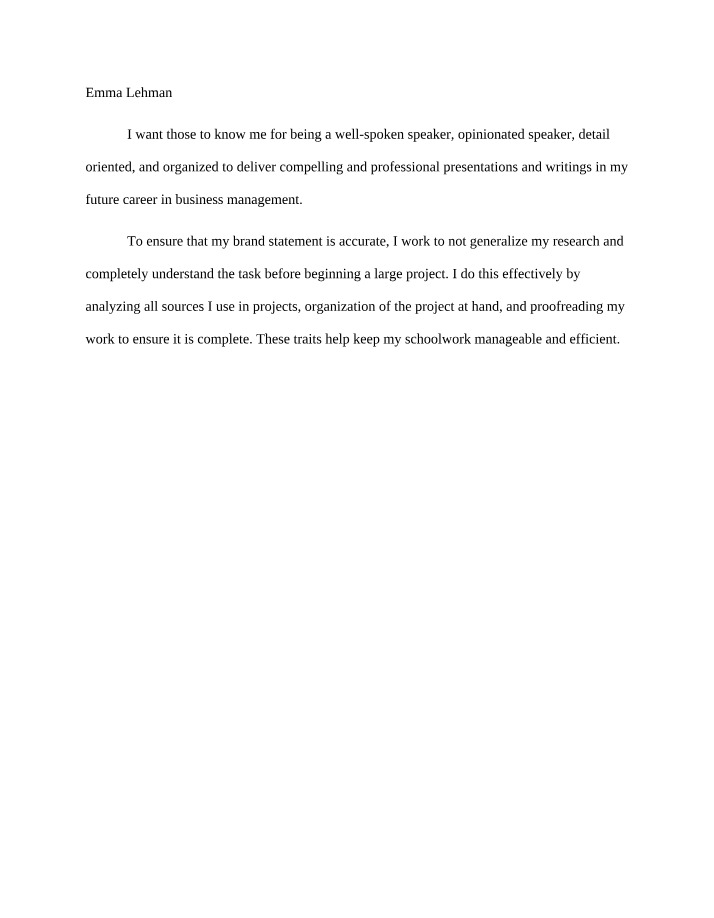 Worksheet for Personal Leadership Brand