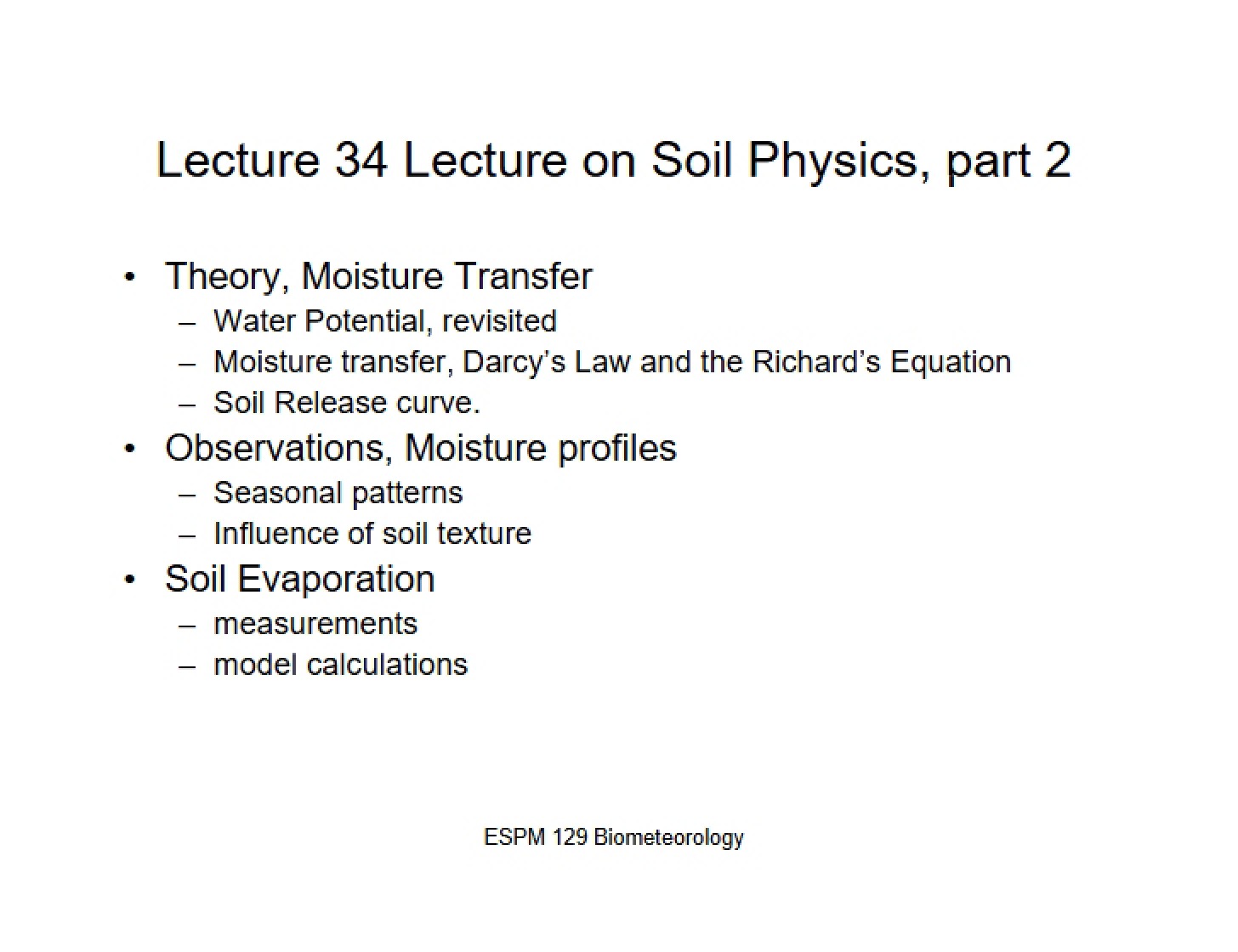 Soil Physics Lecture (Session 34)