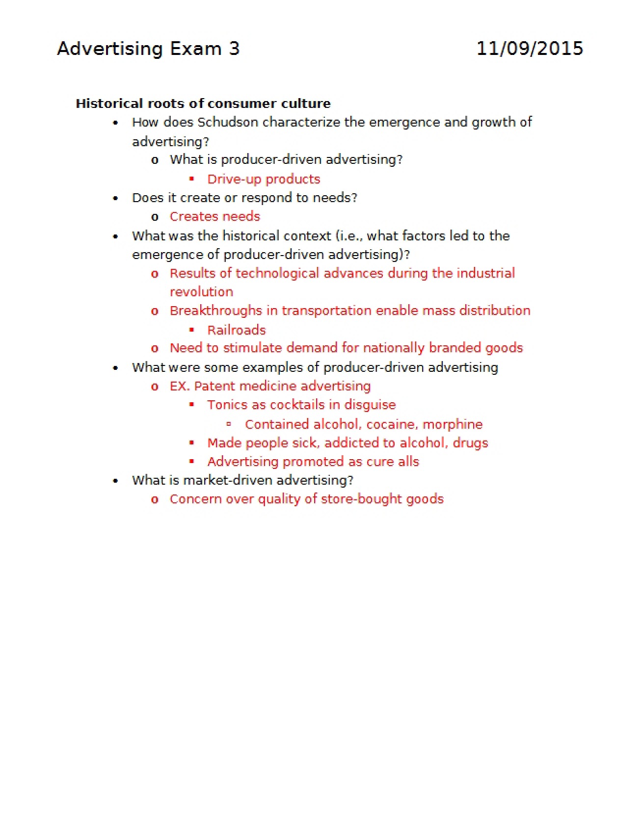 Advertising Exam 3