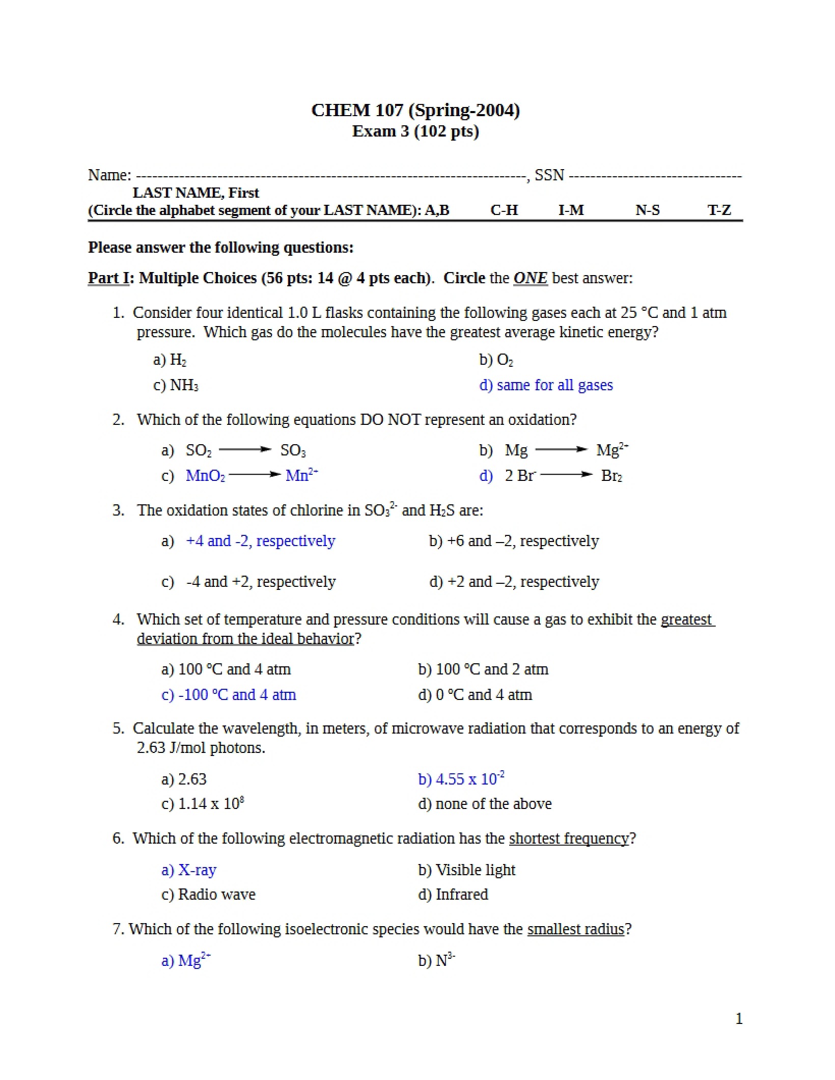 Chem 107 Class Notes