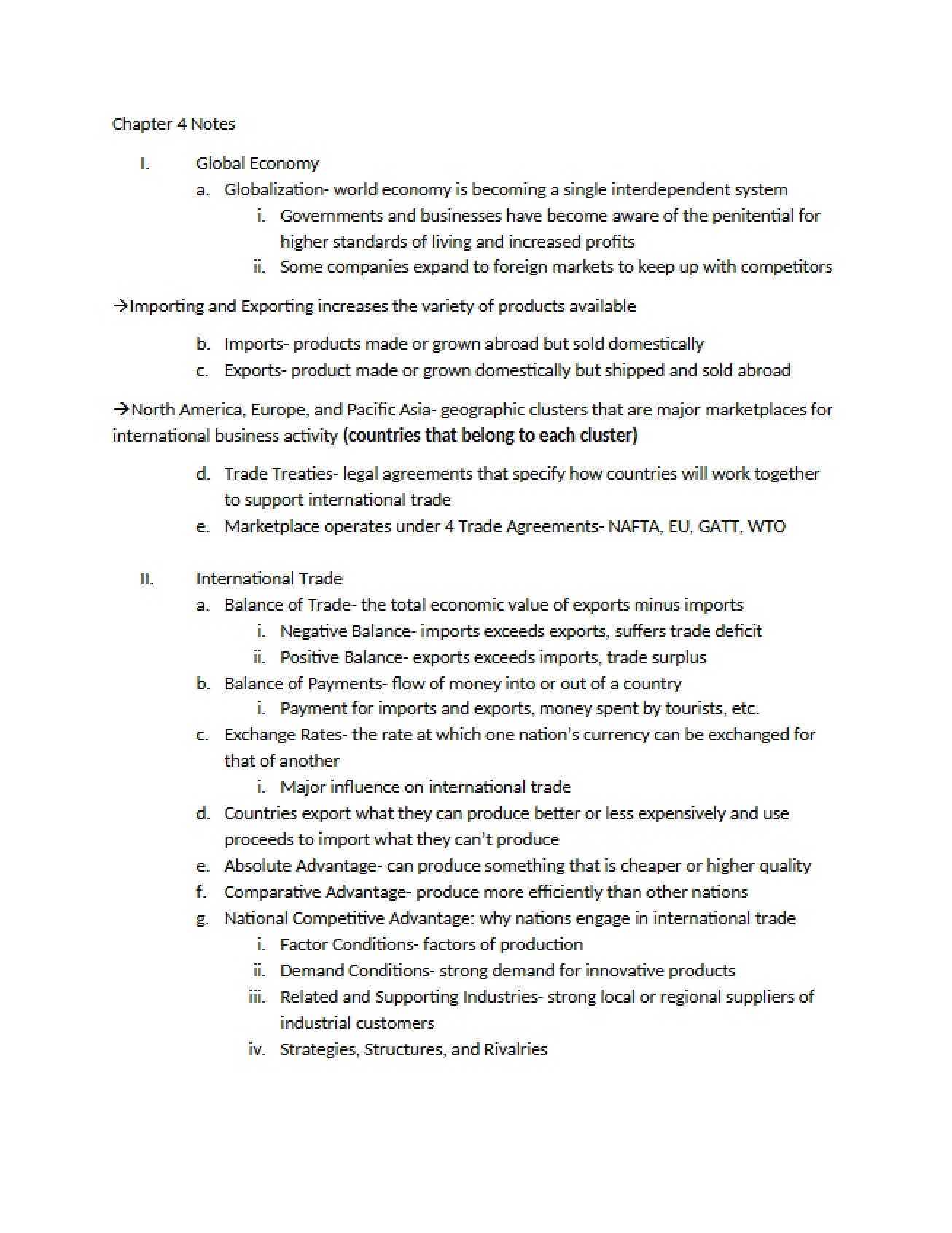 Global Economy Chapter Four