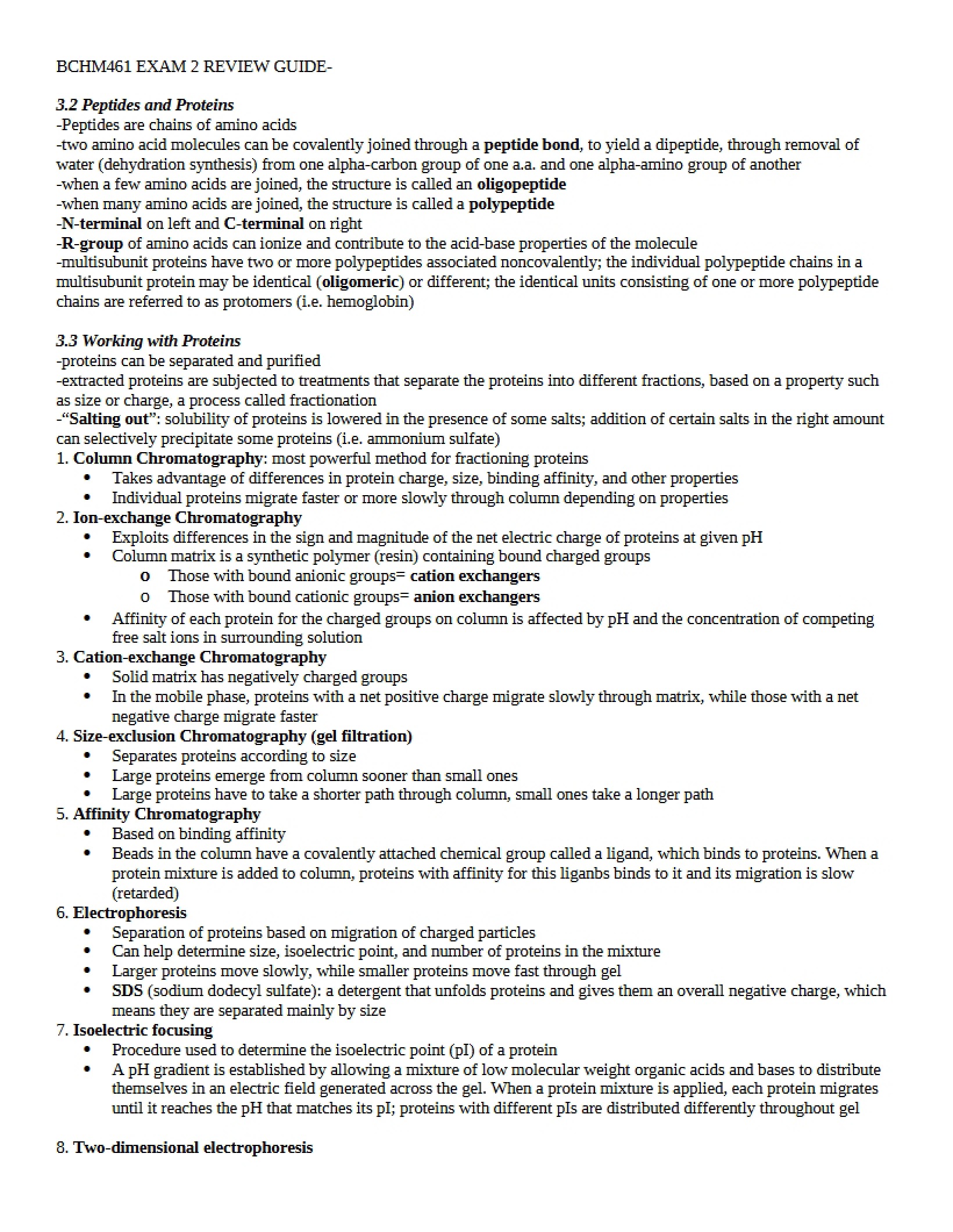 Review Guide for Exam 2