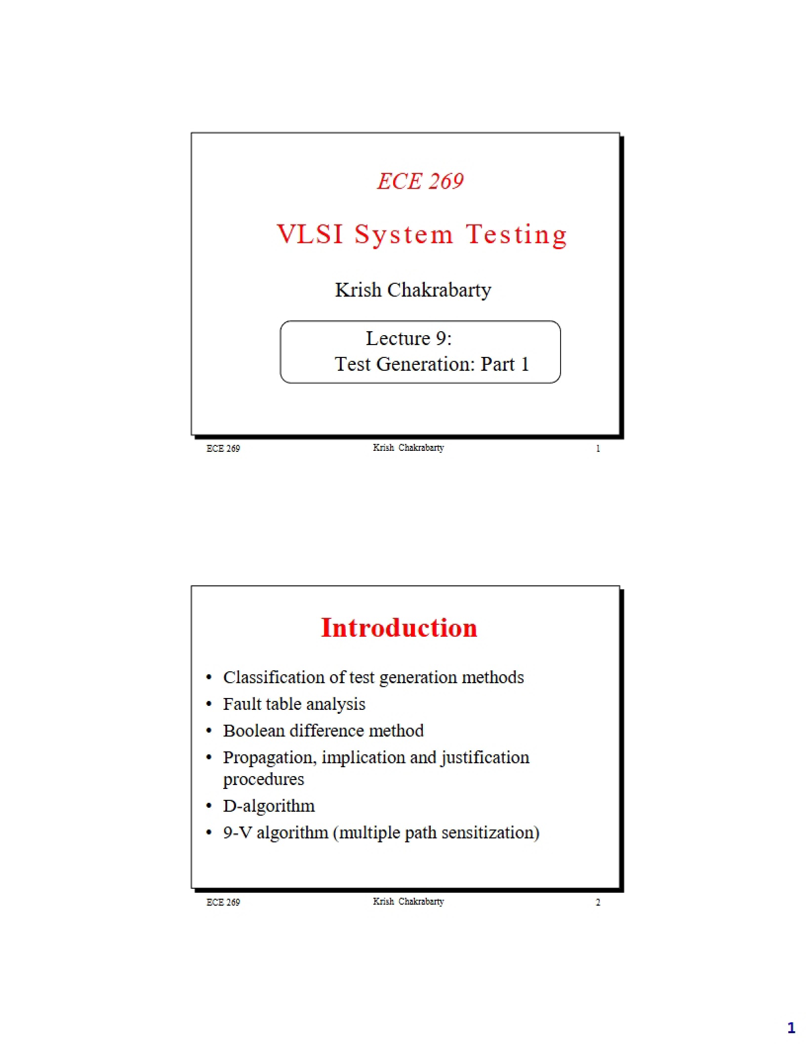 Testing of VLSI Systems - 12 Pages
