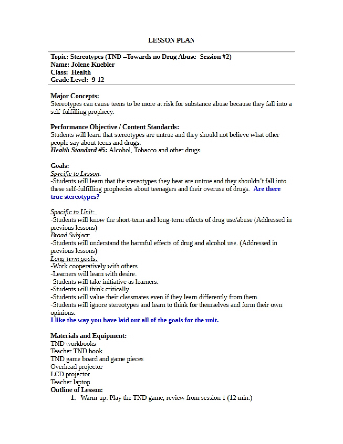 Plan of Lesson V2
