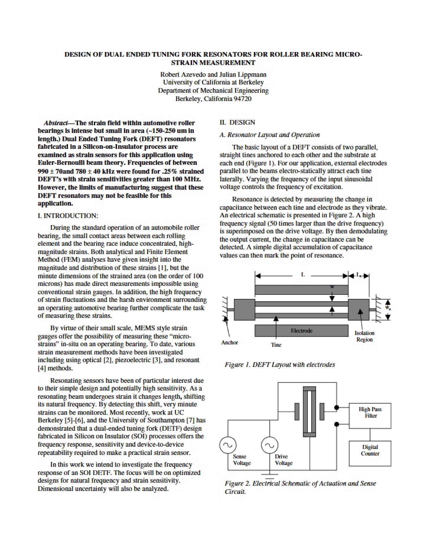 Micro-Strain Measurement Dual Ended Tuning Fork Resonators