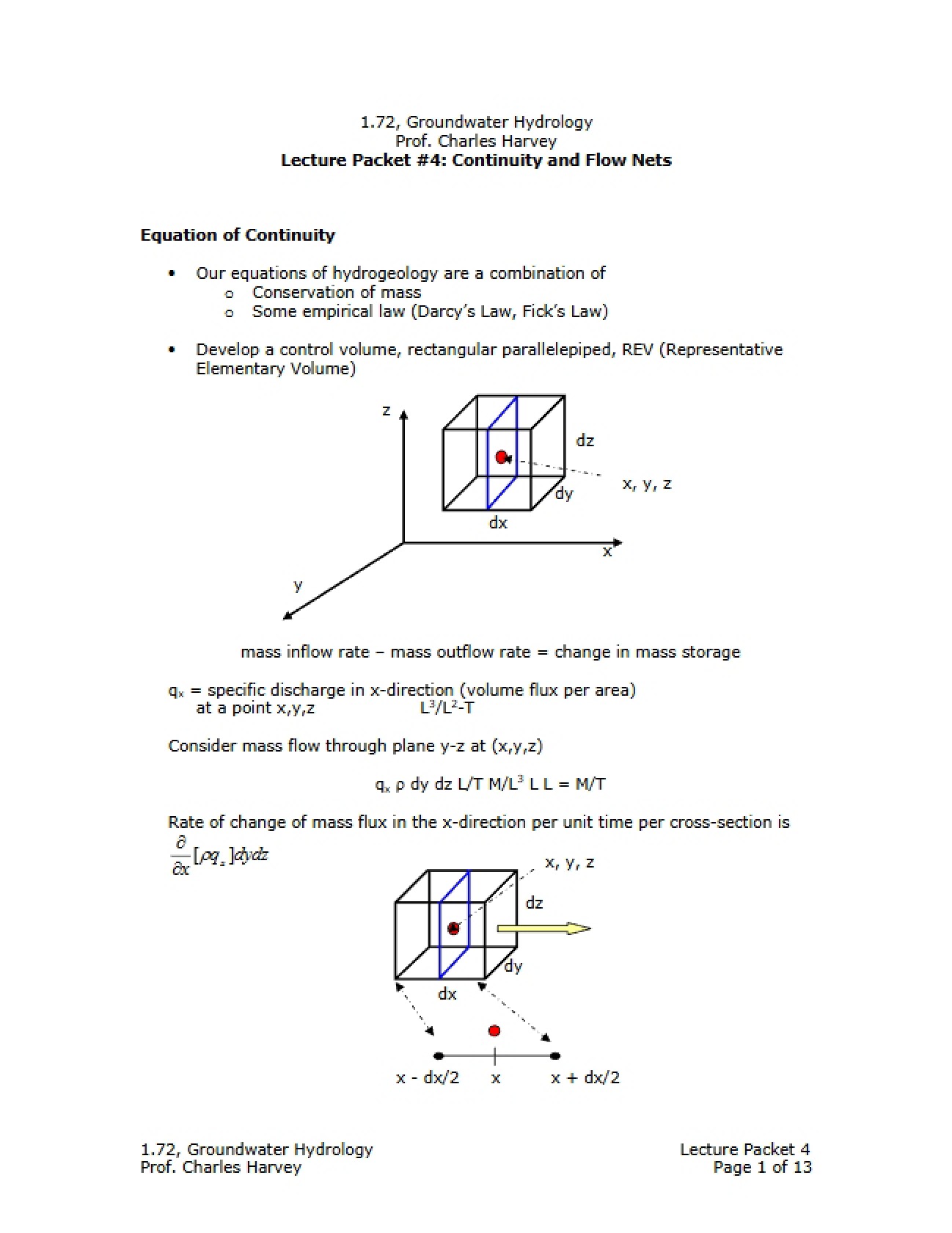 Flow Nets and Continuity Packet