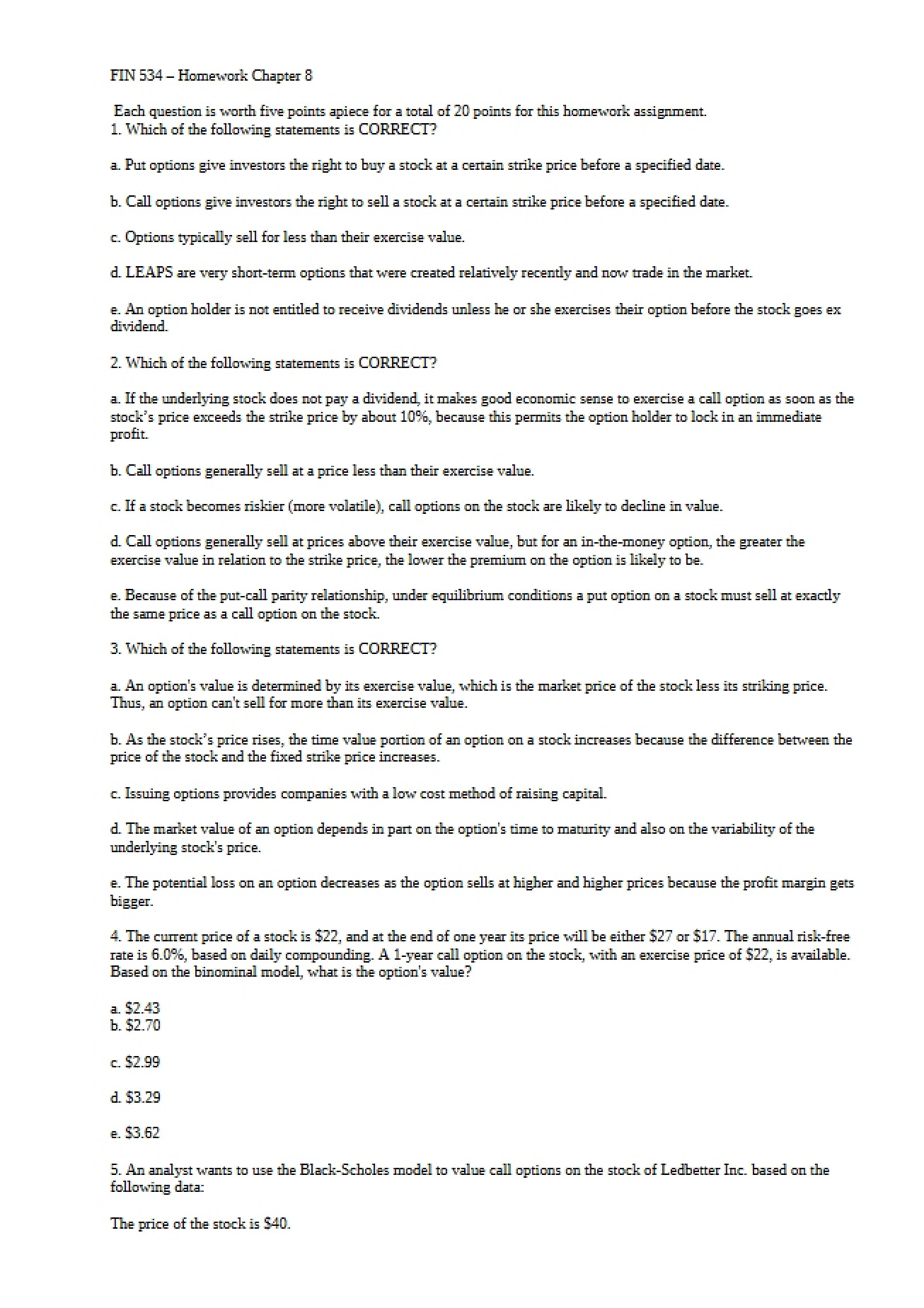 Chapter 8 Homework Task