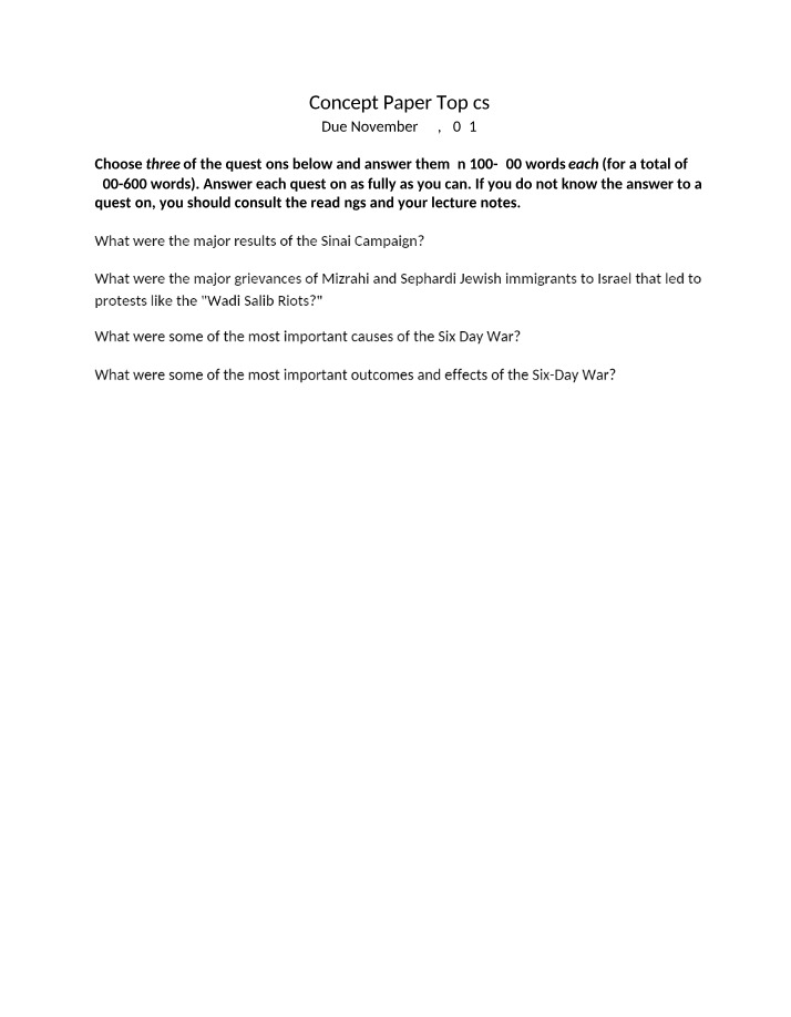 Topics for Concept Papers