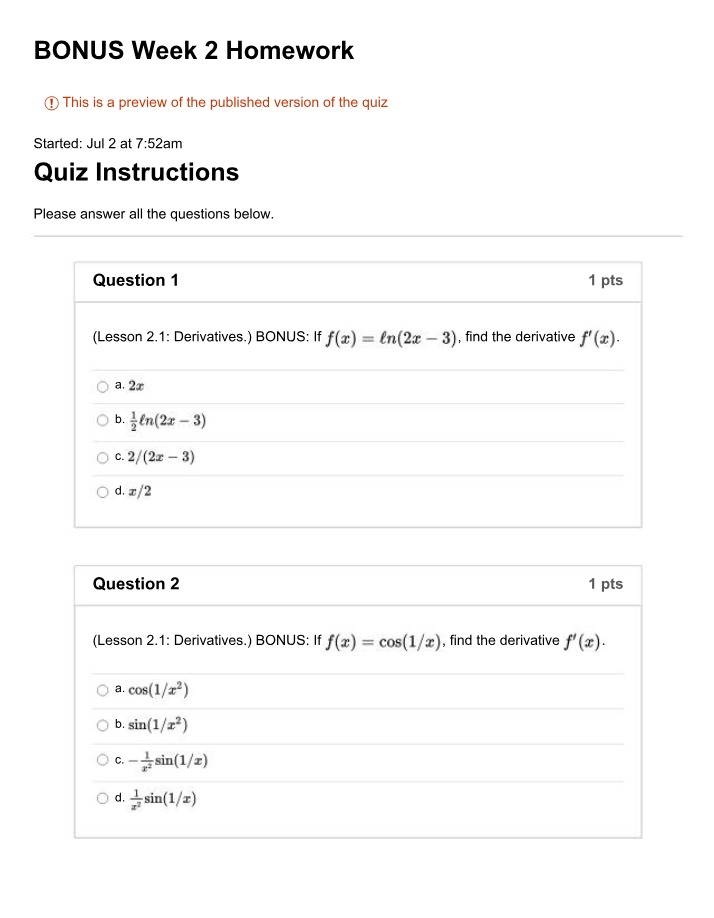 Week 2 Bonus Homework