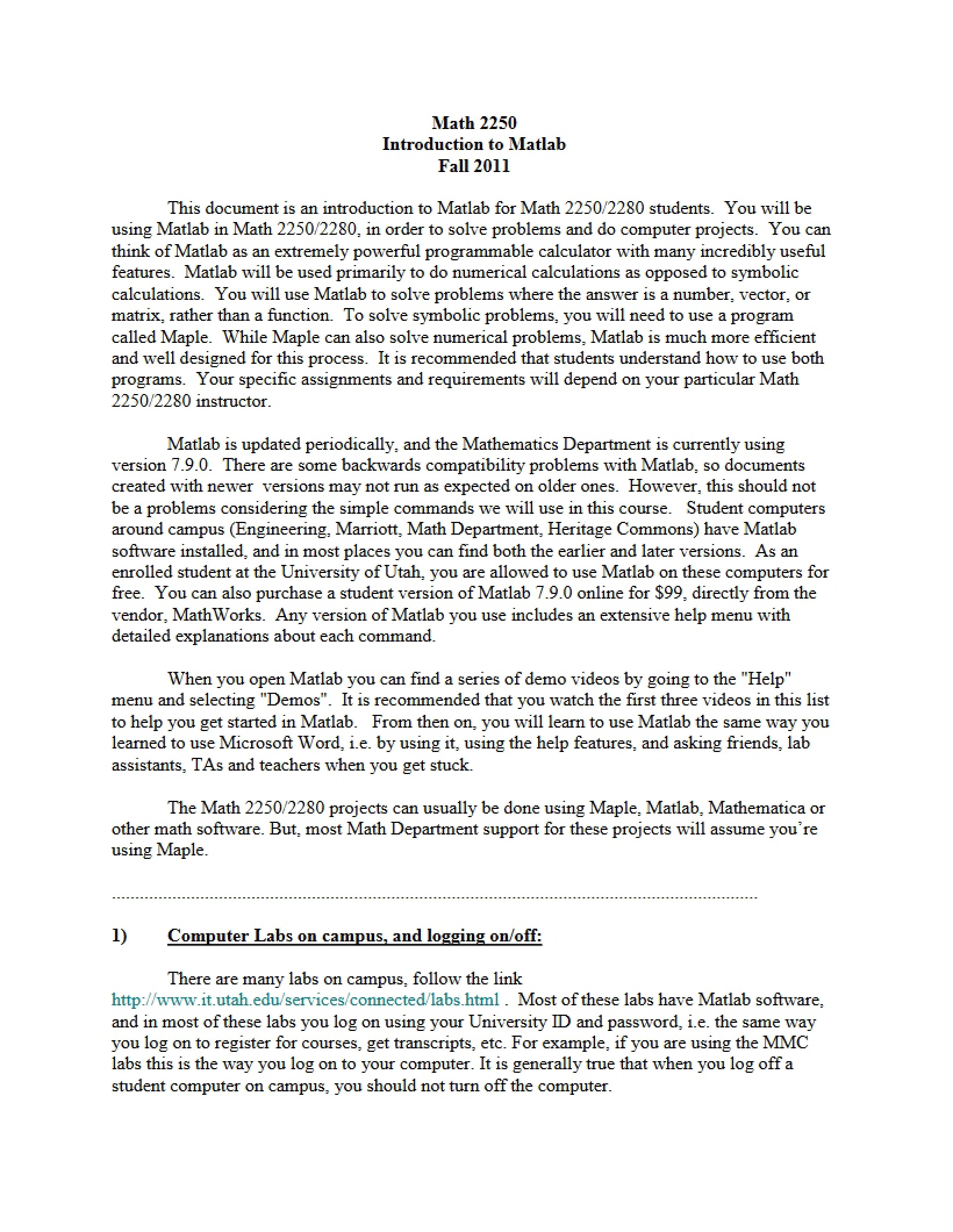 Matlab Intro