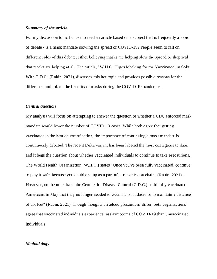 Analyzing the Spread of COVID-19 - Do Masks Really Slow It