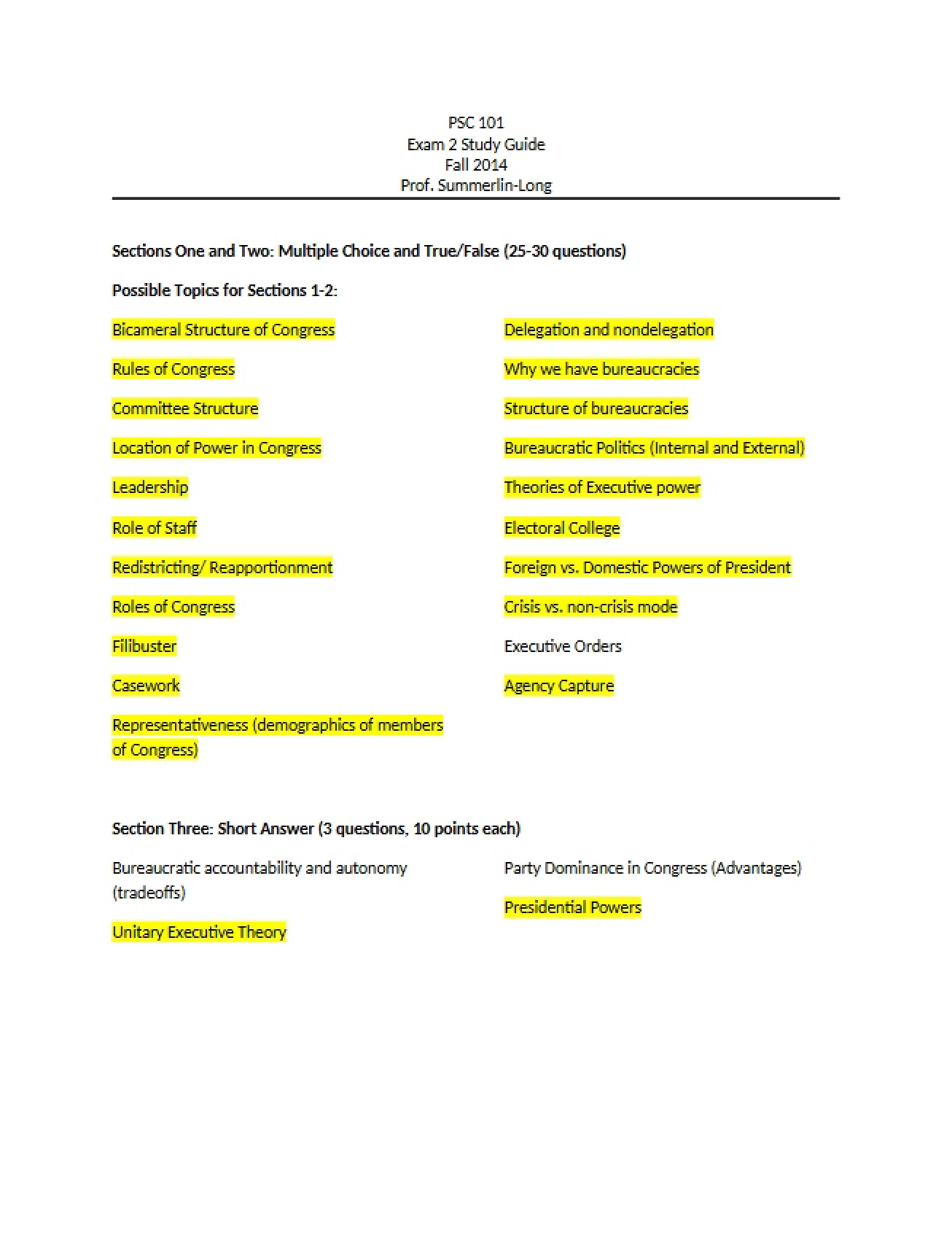Guide for Exam 2