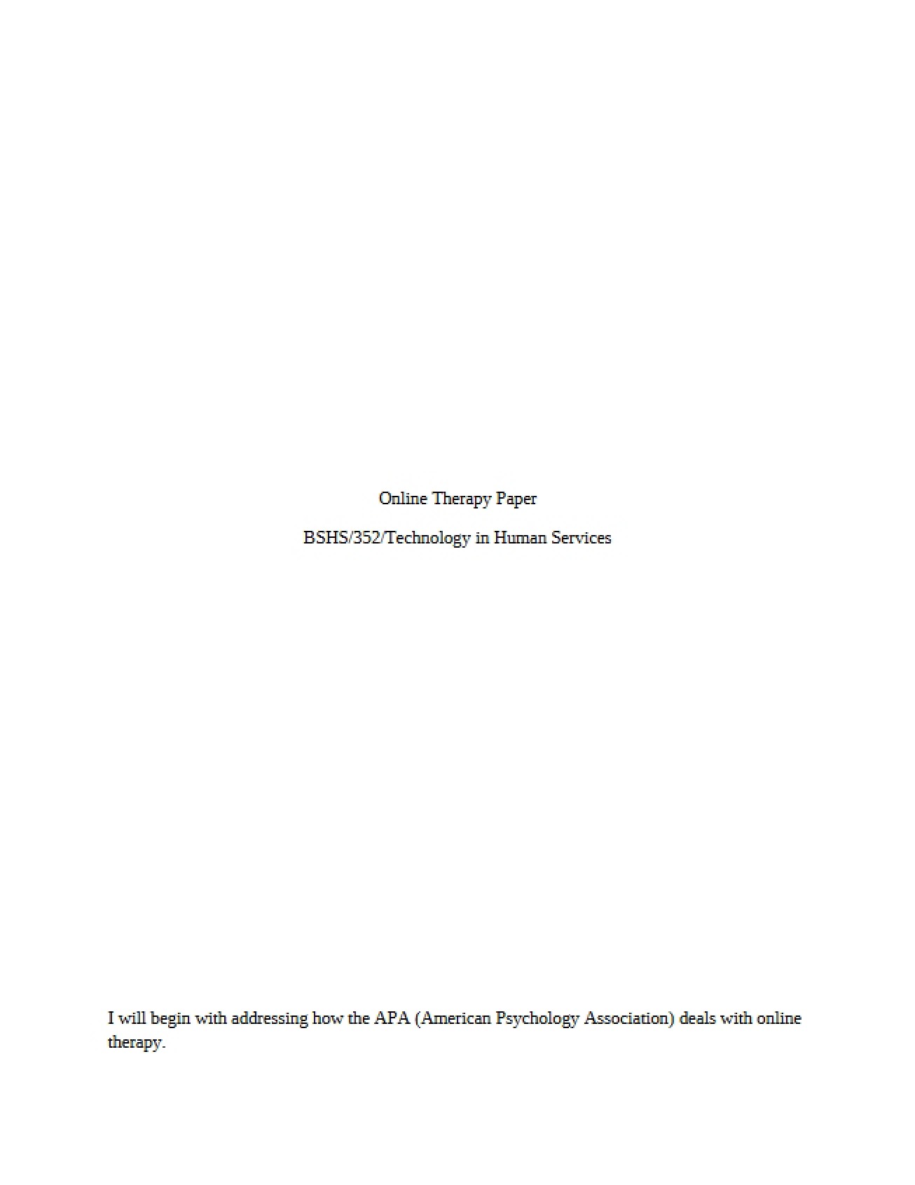 Online Therapy Paper