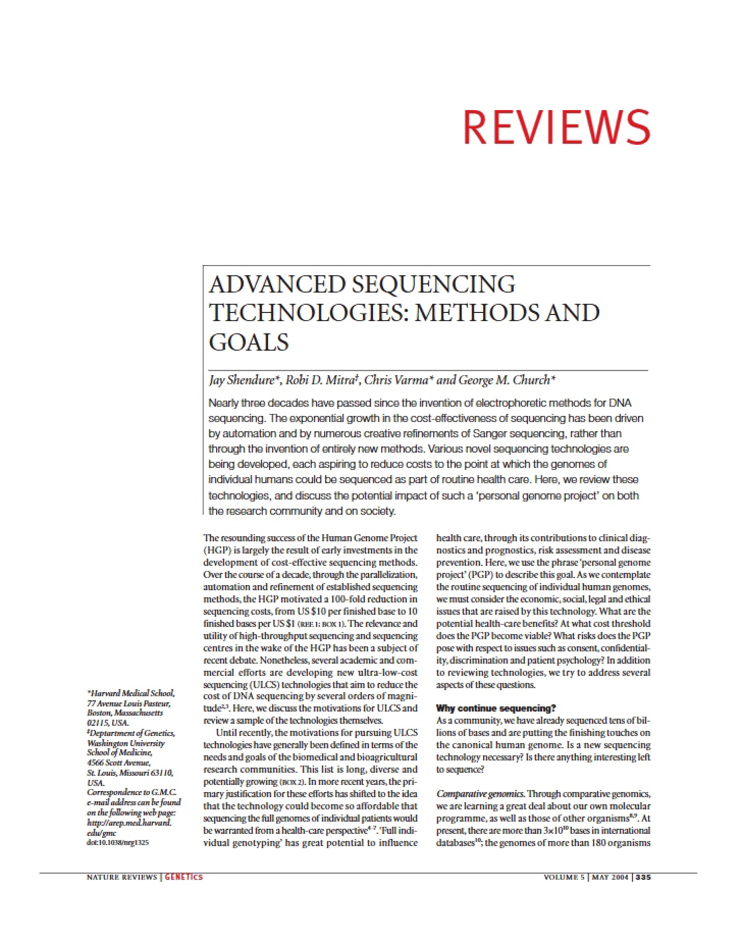 Technologies for Advanced Sequencing