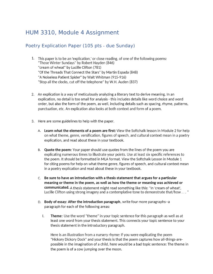Module 4 - Poetry Explication Paper