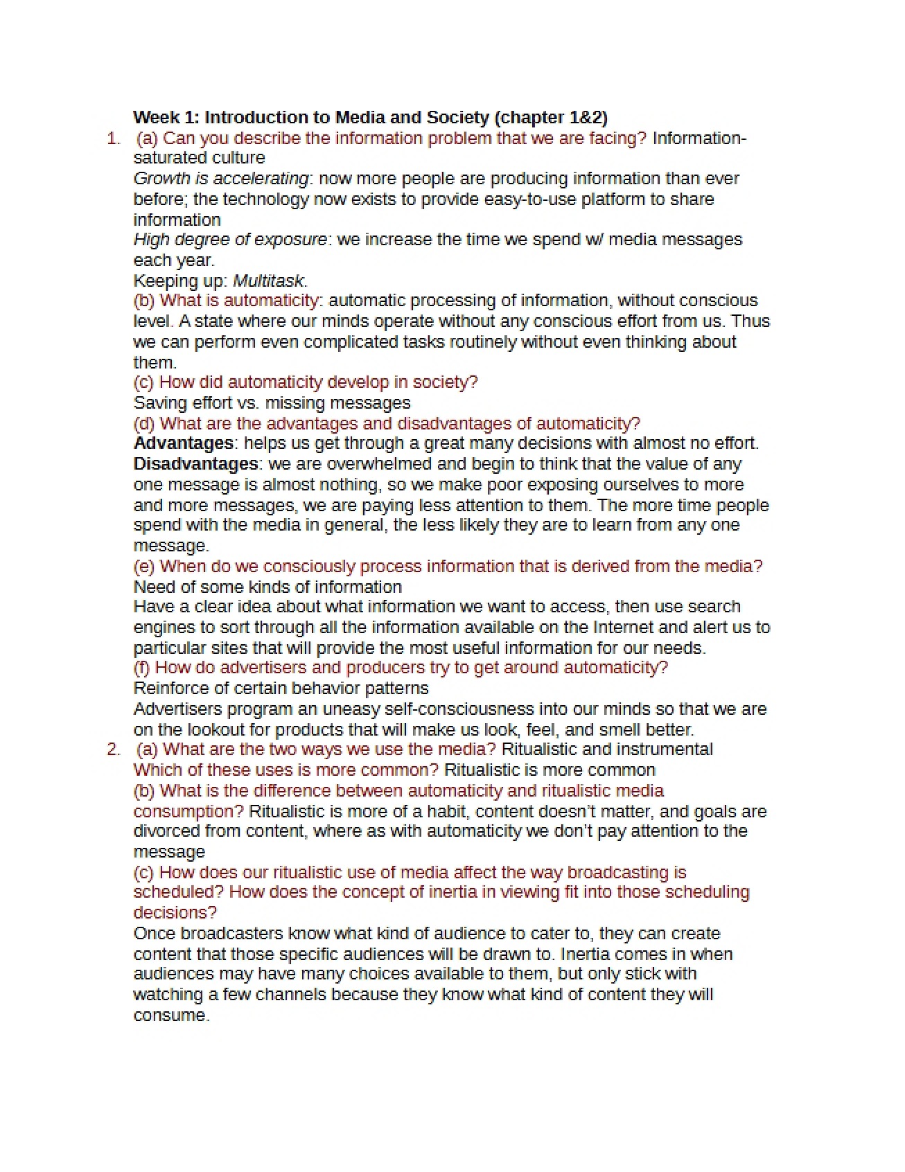 Lecture Notes Compilation