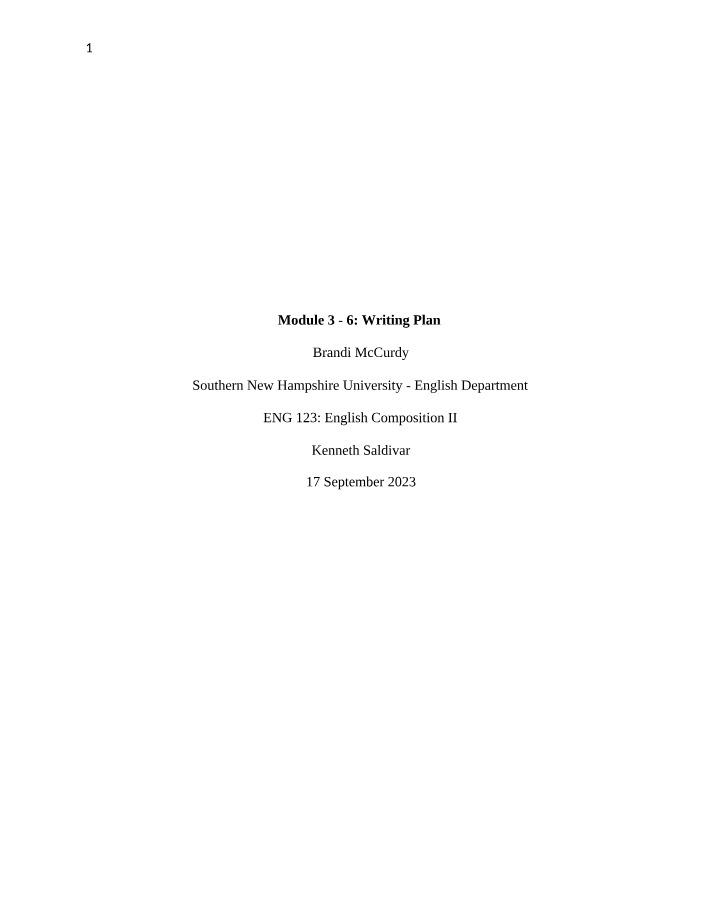 Writing Plan for Module 3-6