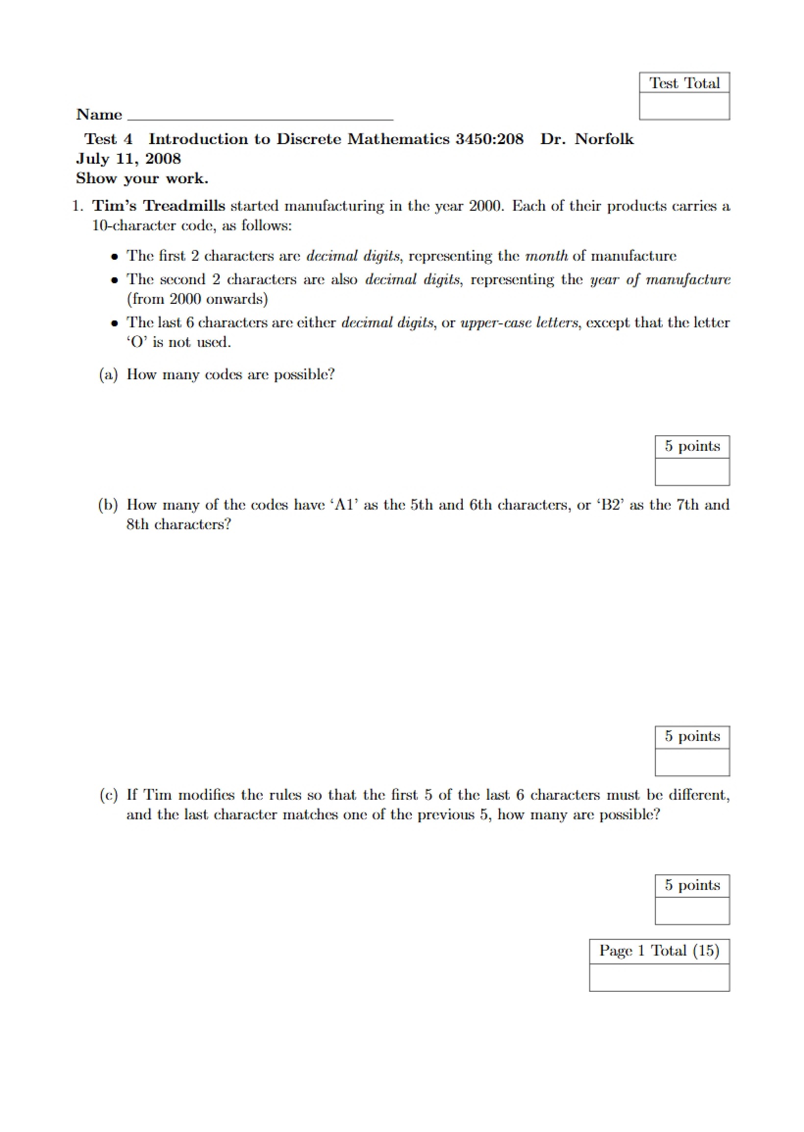 Fourth Test Discrete Math