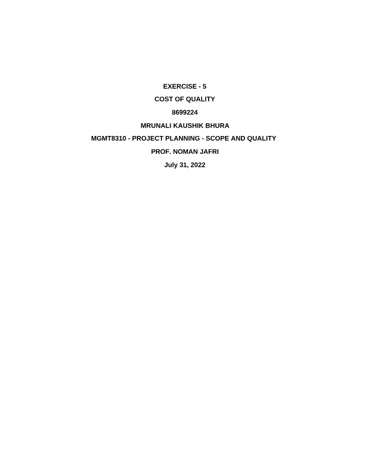 Advanced Project Planning - Exercise 5