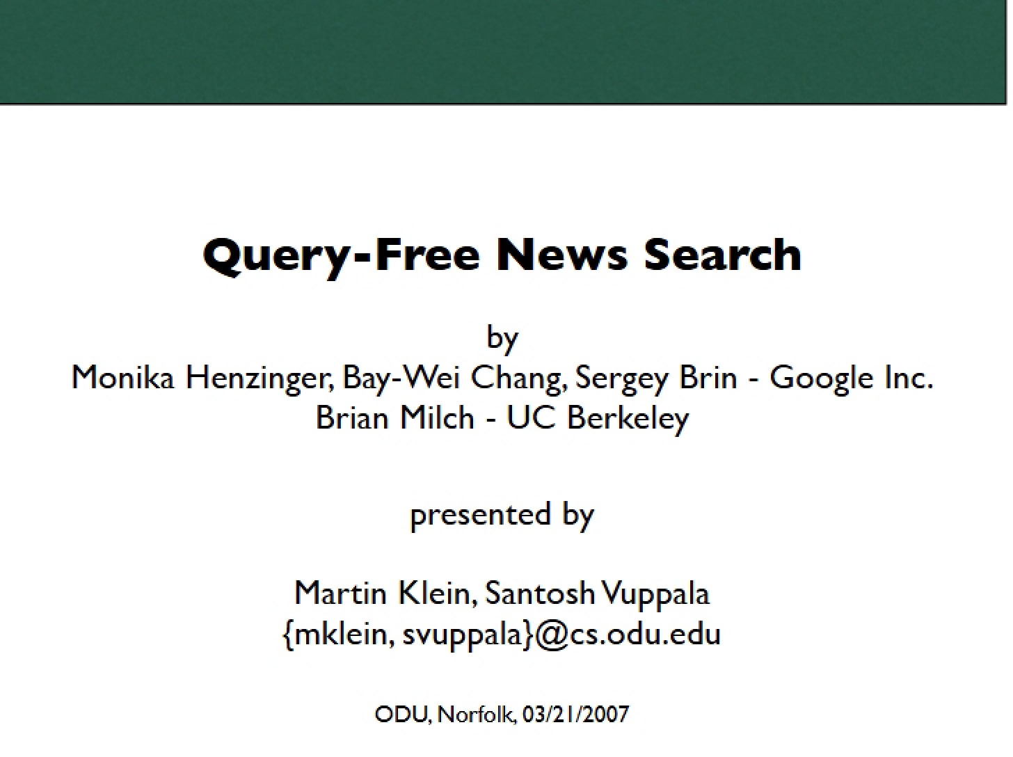 News Search without Queries