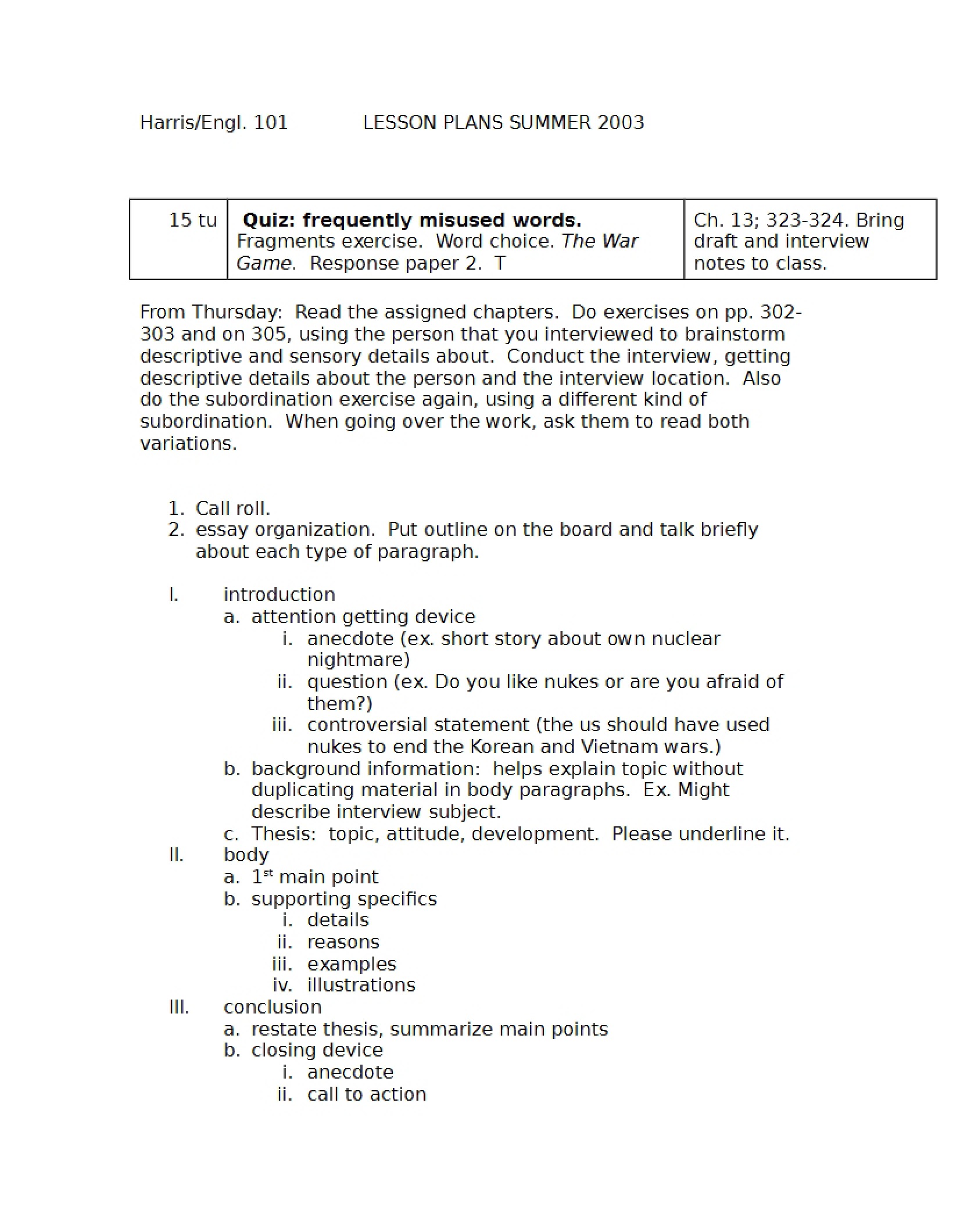 Lesson Plans Composition