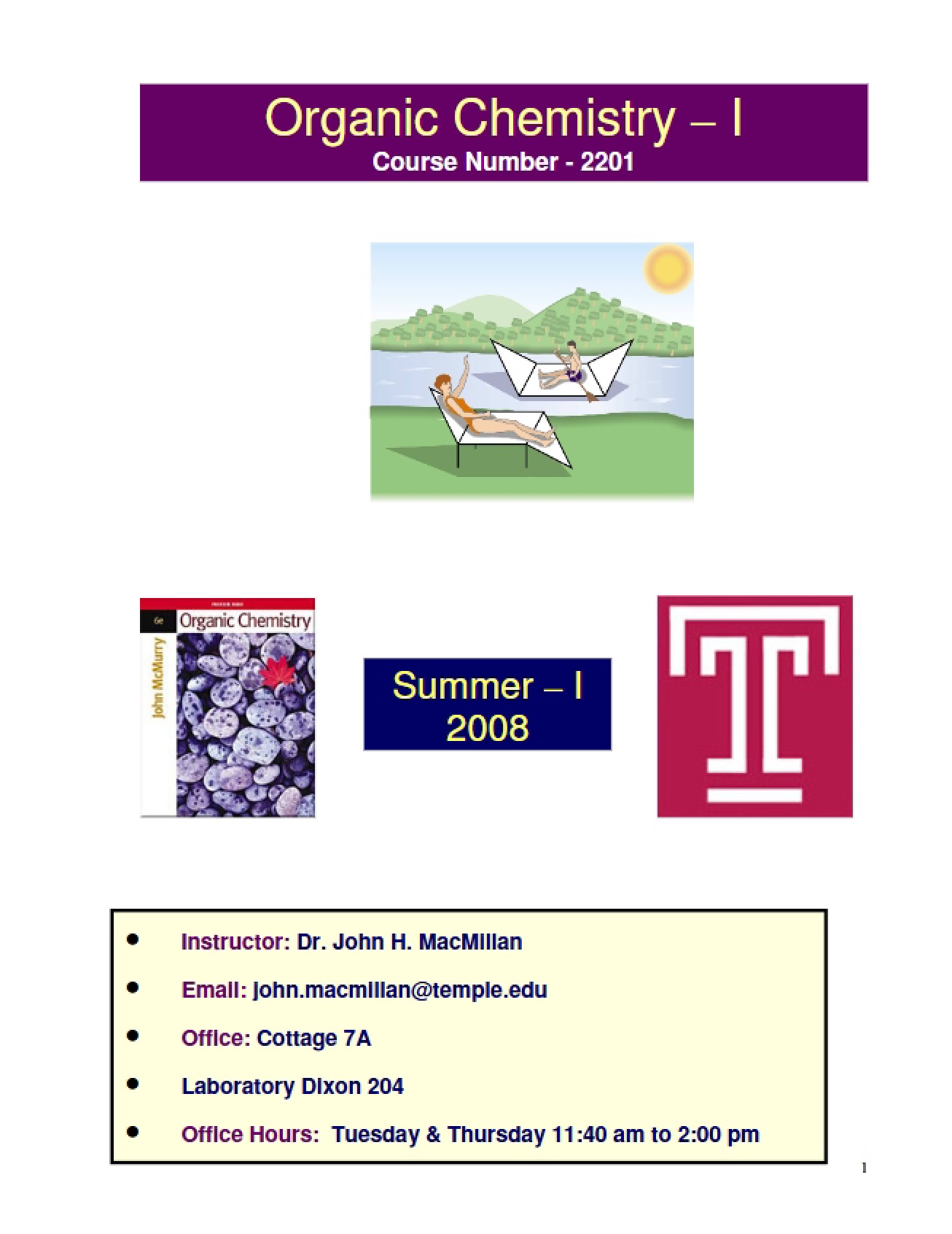 Comprehensive Organic Chemistry I Syllabus