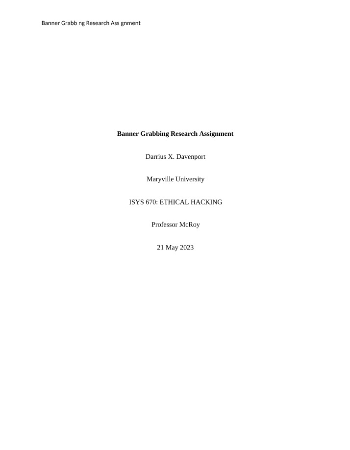 Research Assignment - Banner Grabbing