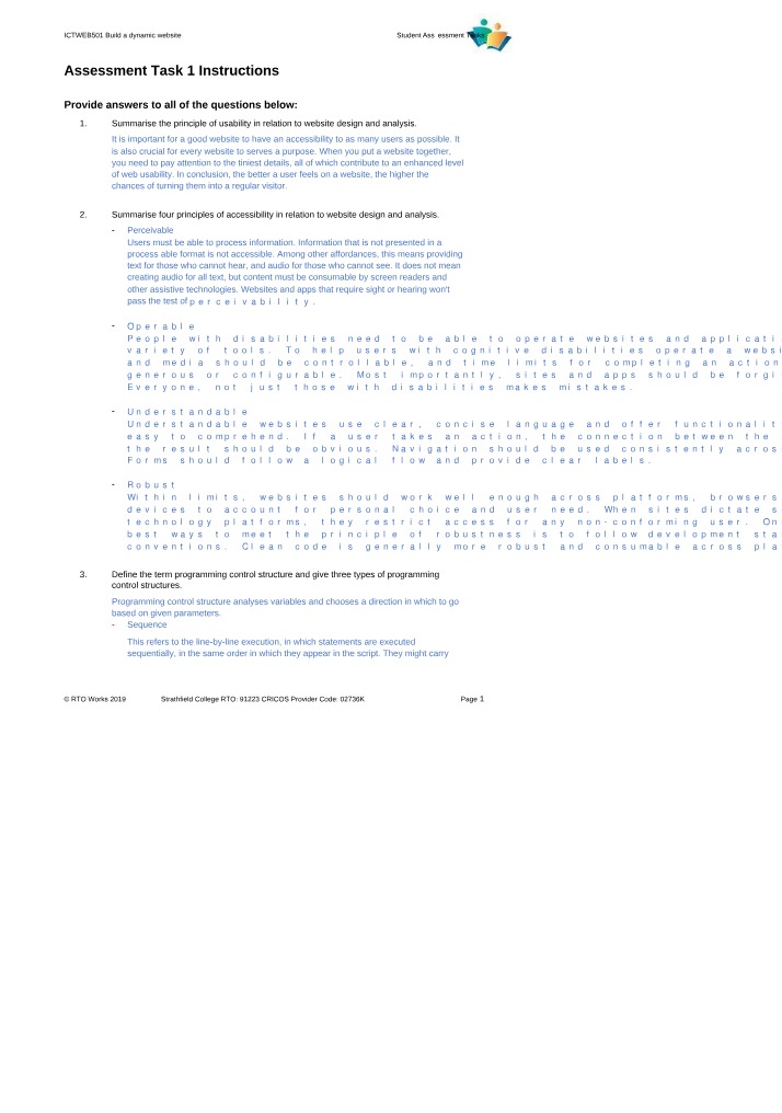 Instructions for Assessment Task 1