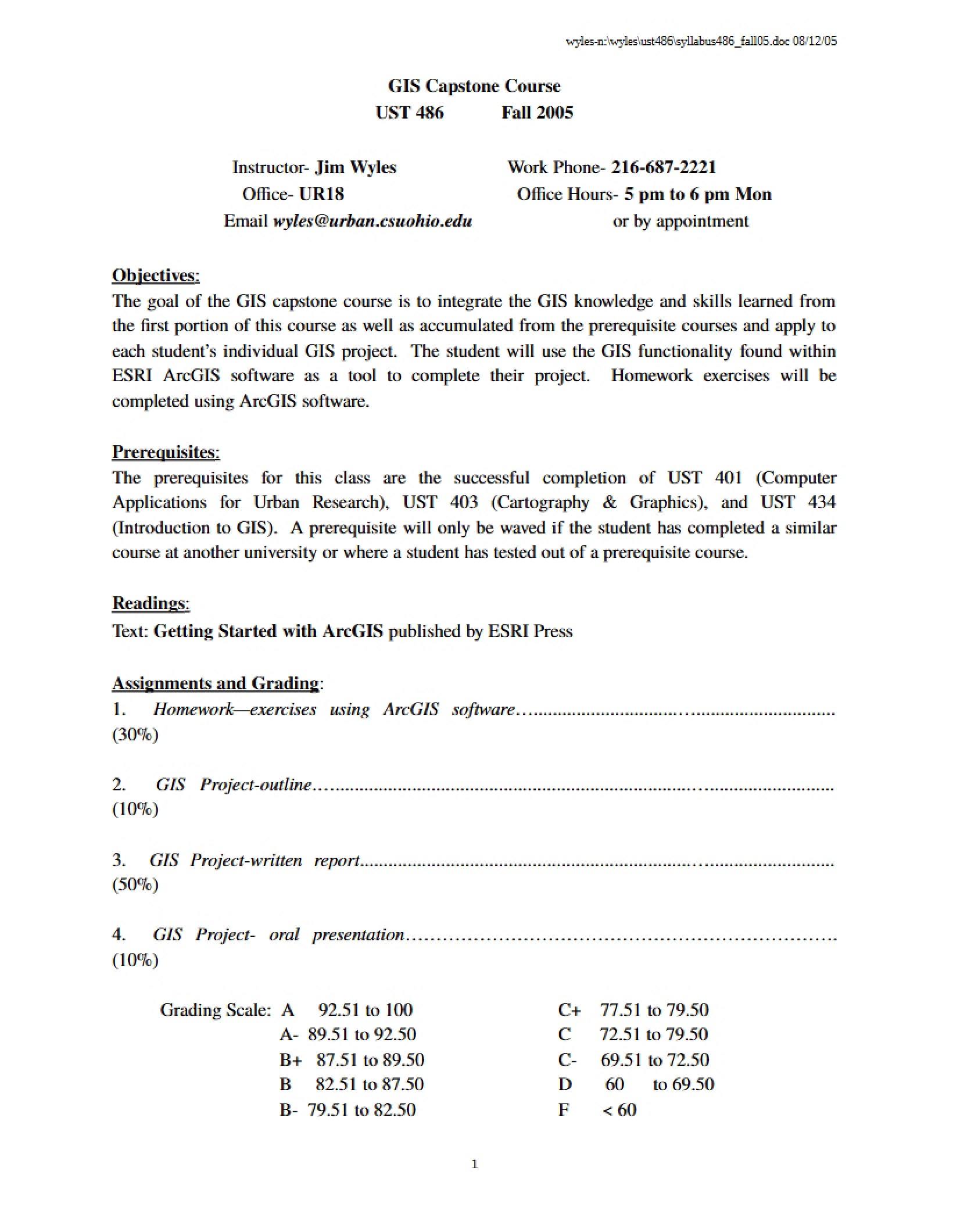 Capstone GIS Syllabus