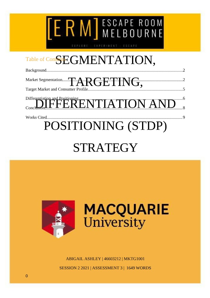 MKTG1001 Assessment 3
