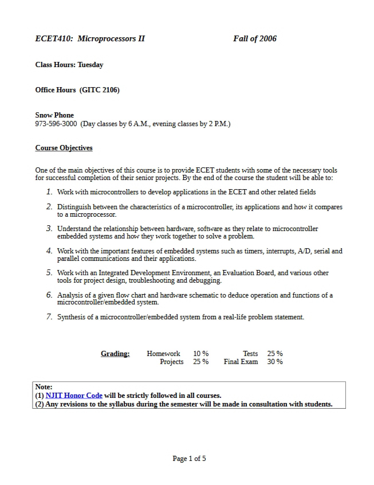 Course Outline for Microprocessors II