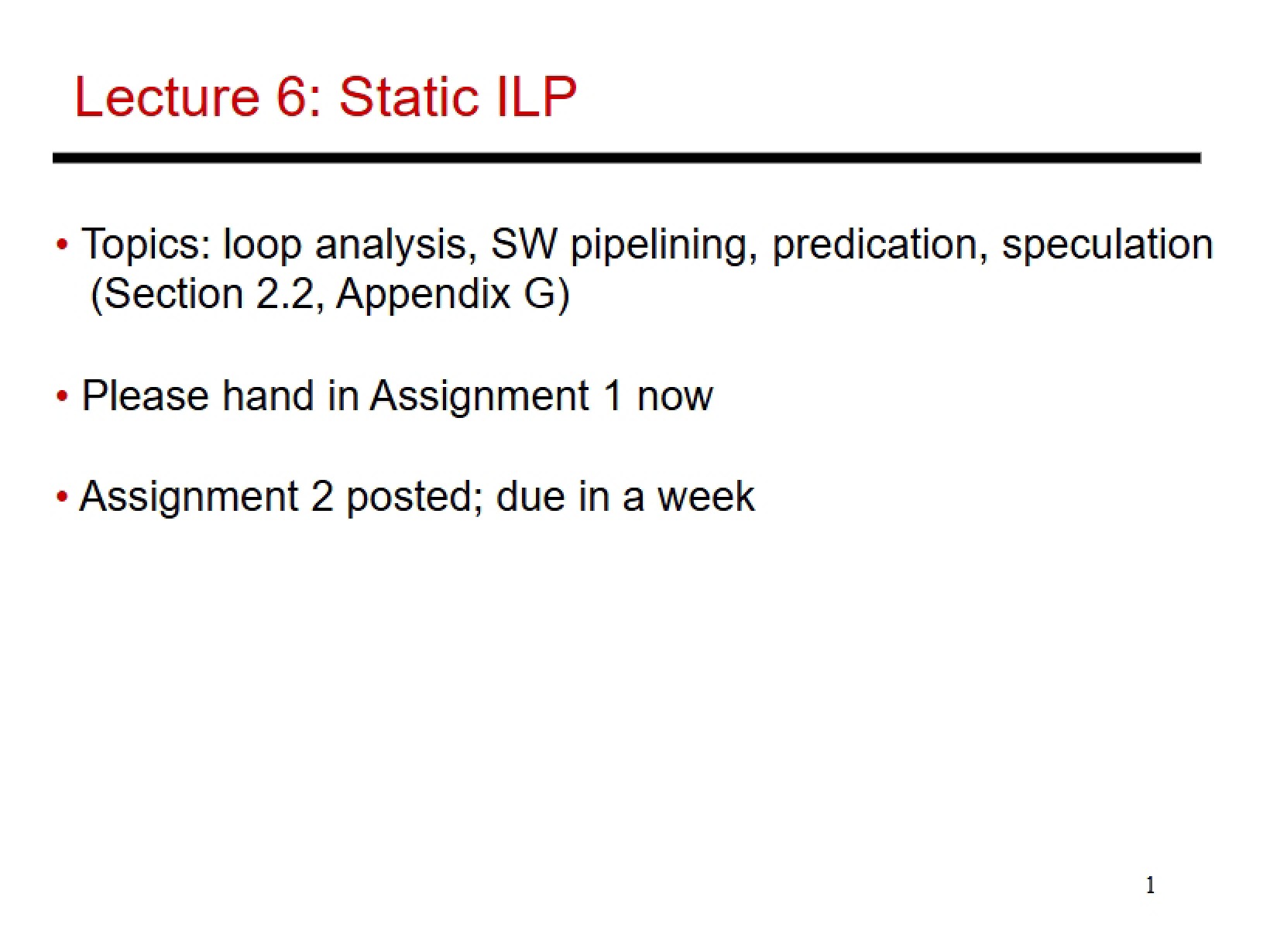Static Instruction Level Parallelism