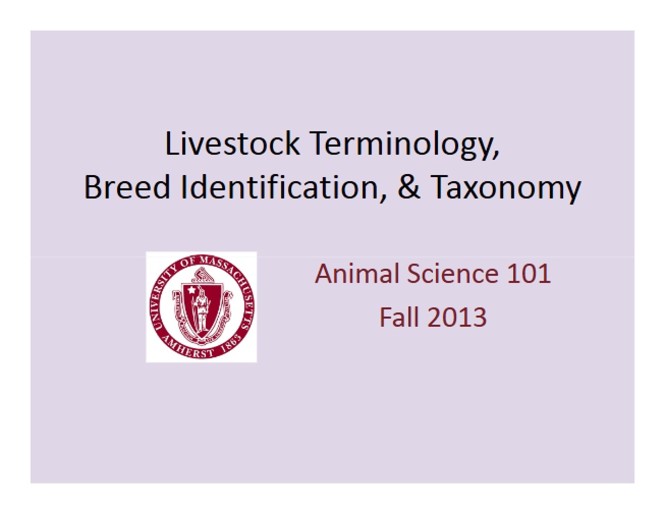 Breed ID, Taxonomy, and Terminology