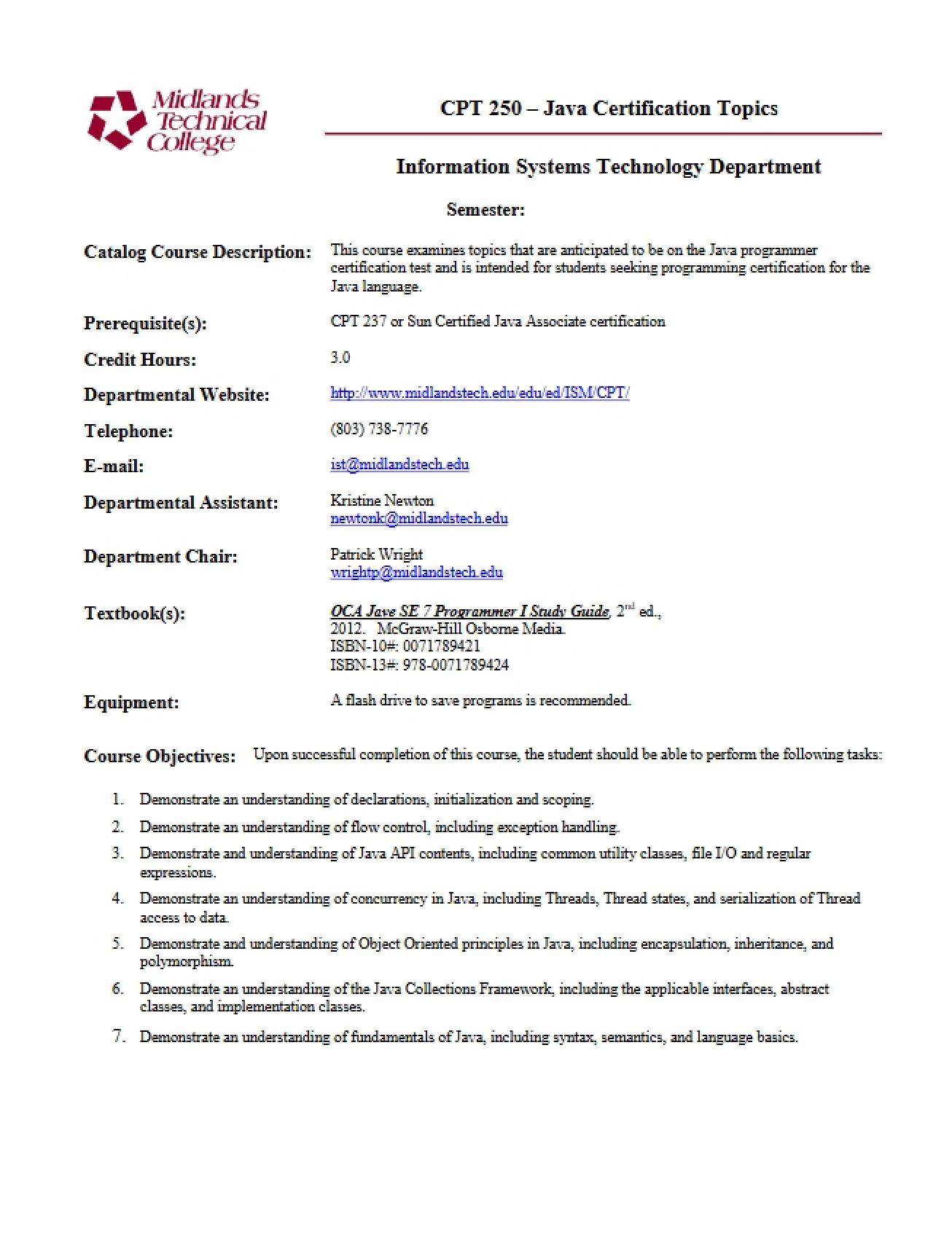 Topics for Java Certification