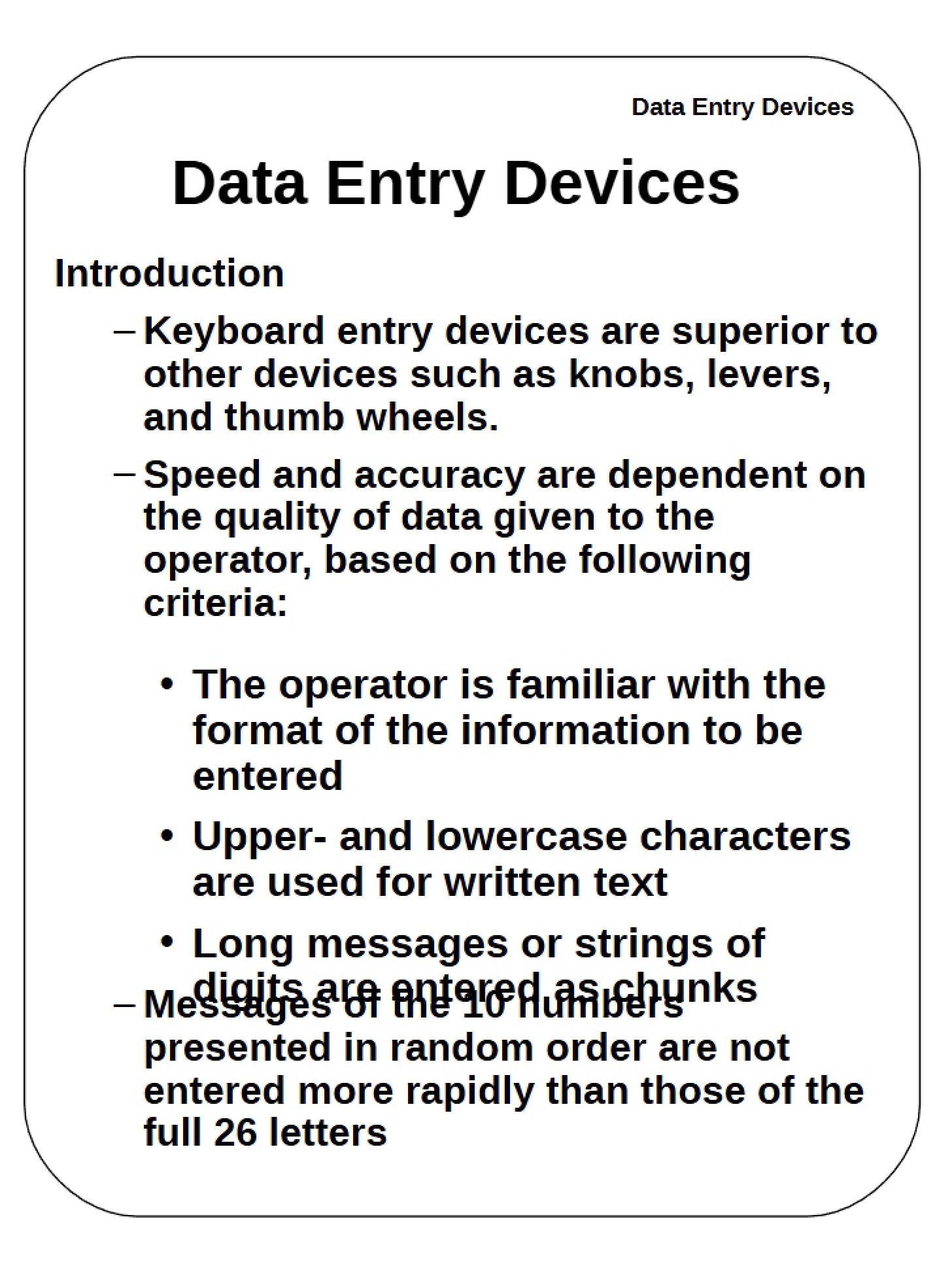 Devices for Entering Data