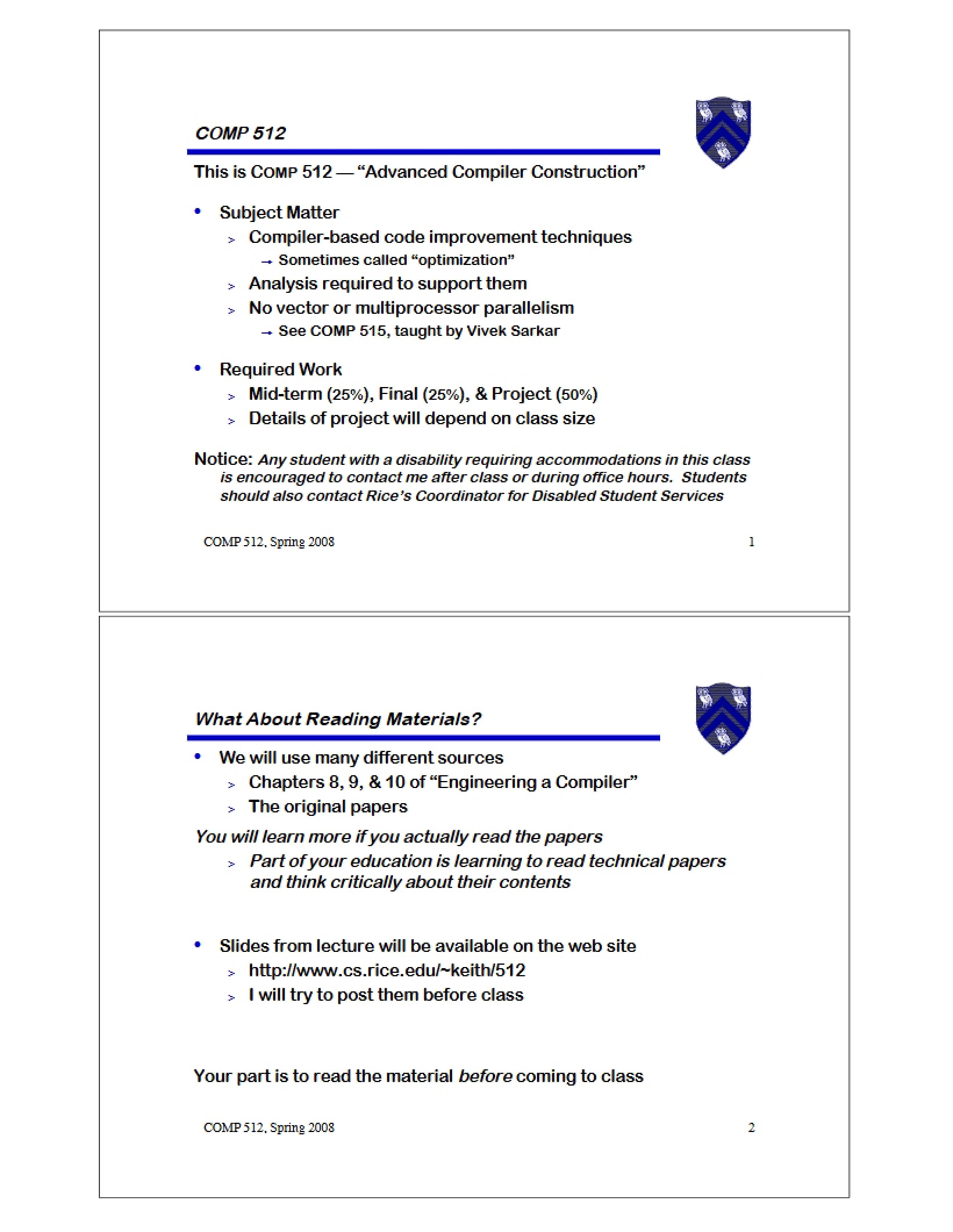 Advanced Compiler Construction Notes (2)