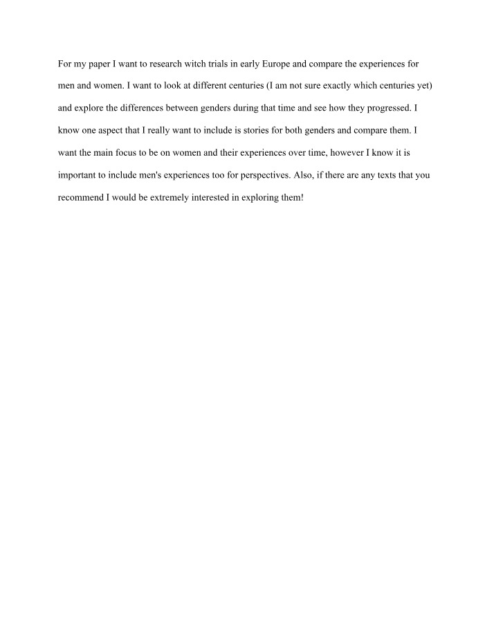 Witch Trials in Early Europe - Gender Experiences
