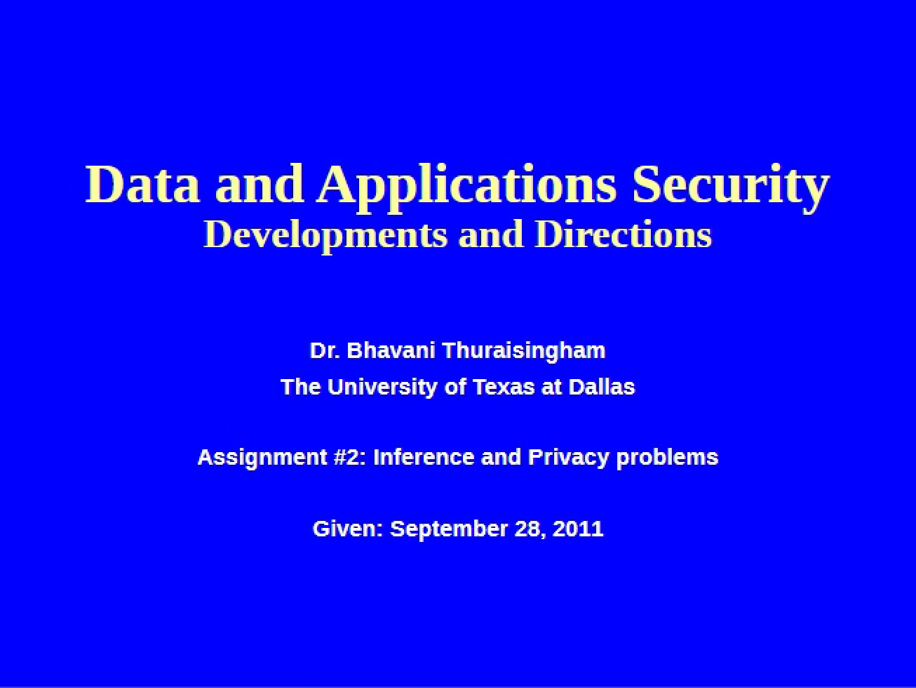 Second Assignment on Privacy and Inference Problems
