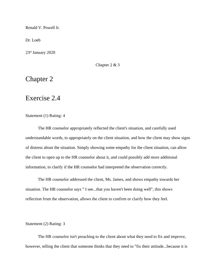 Chapters 2 and 3 Exercises