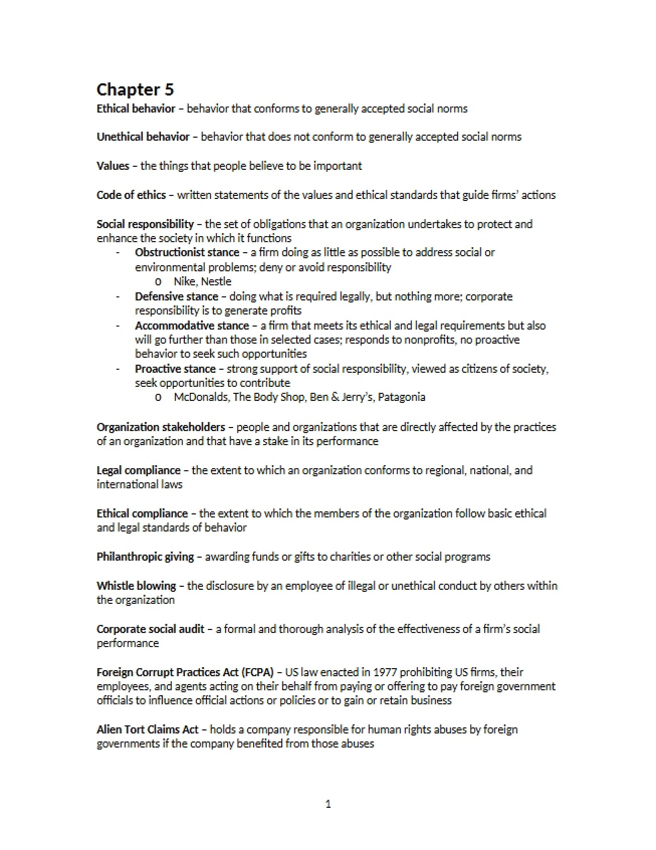 Fifth Chapter of International Environment of Business