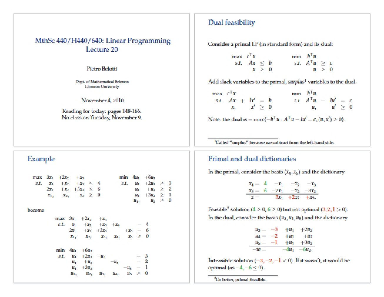 Linear Programming Lecture One