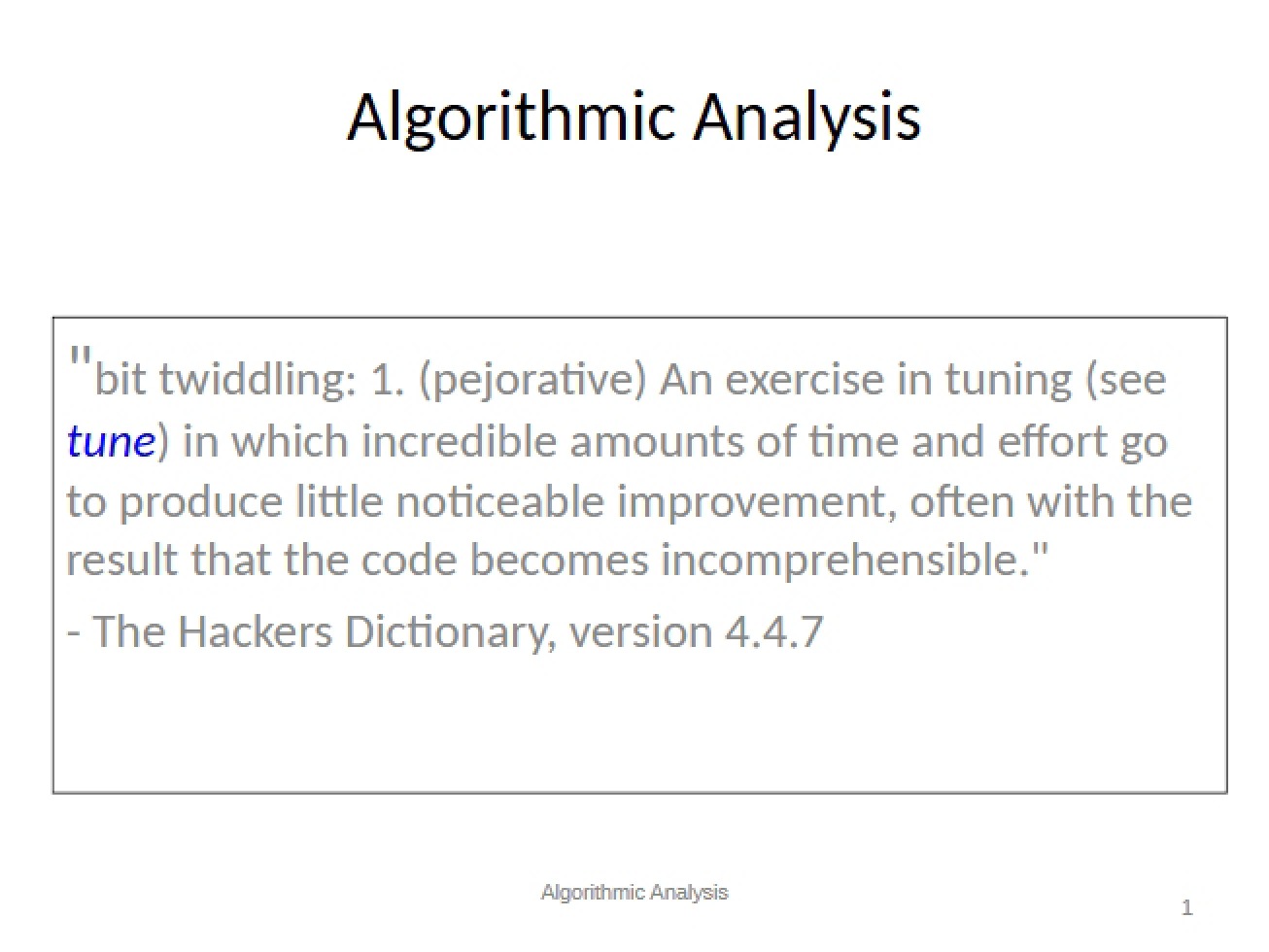 Analysis of Computer Algorithms